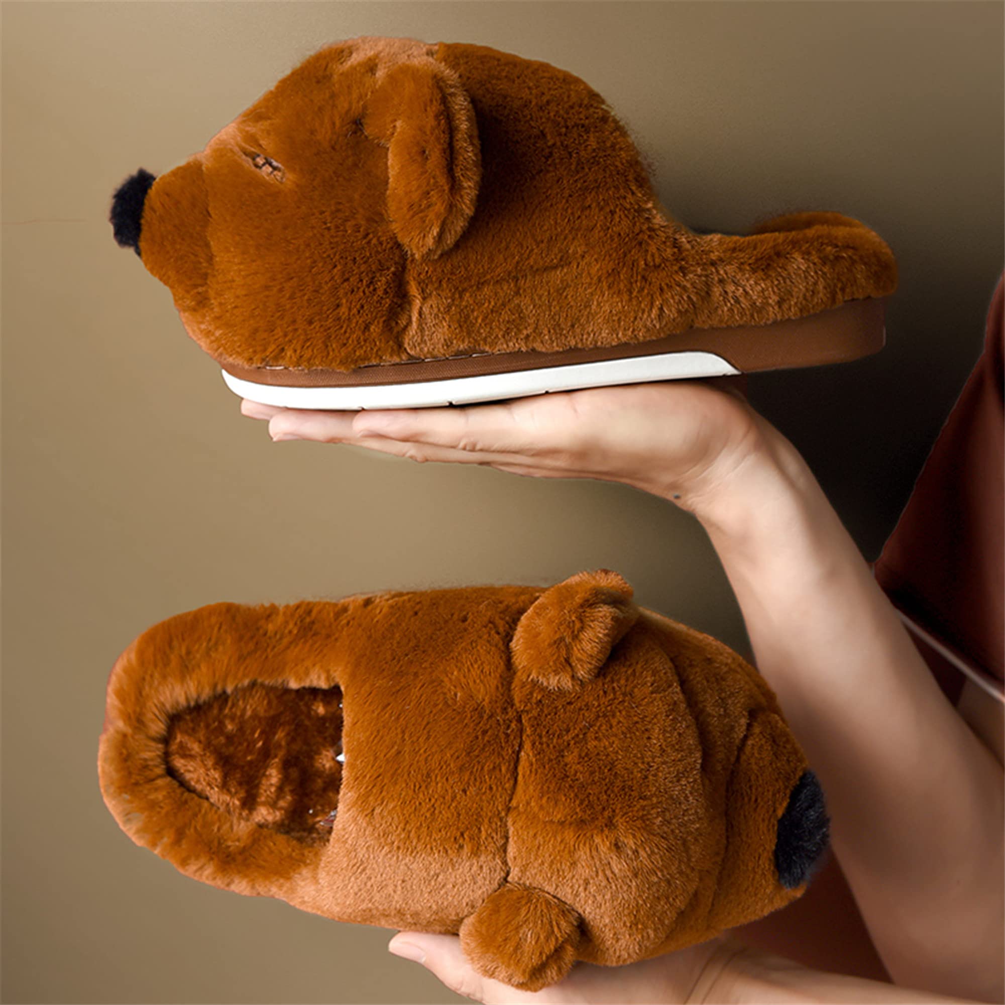 LANFIRE Women's Cute Bear Slippers - Animal Themed Cozy Fuzzy House Shoes, Soft Plush Winter Warm Slippers with Non-Slip Sole for Indoor Comfort | Perfect for Home, Lounge & Gift Giving