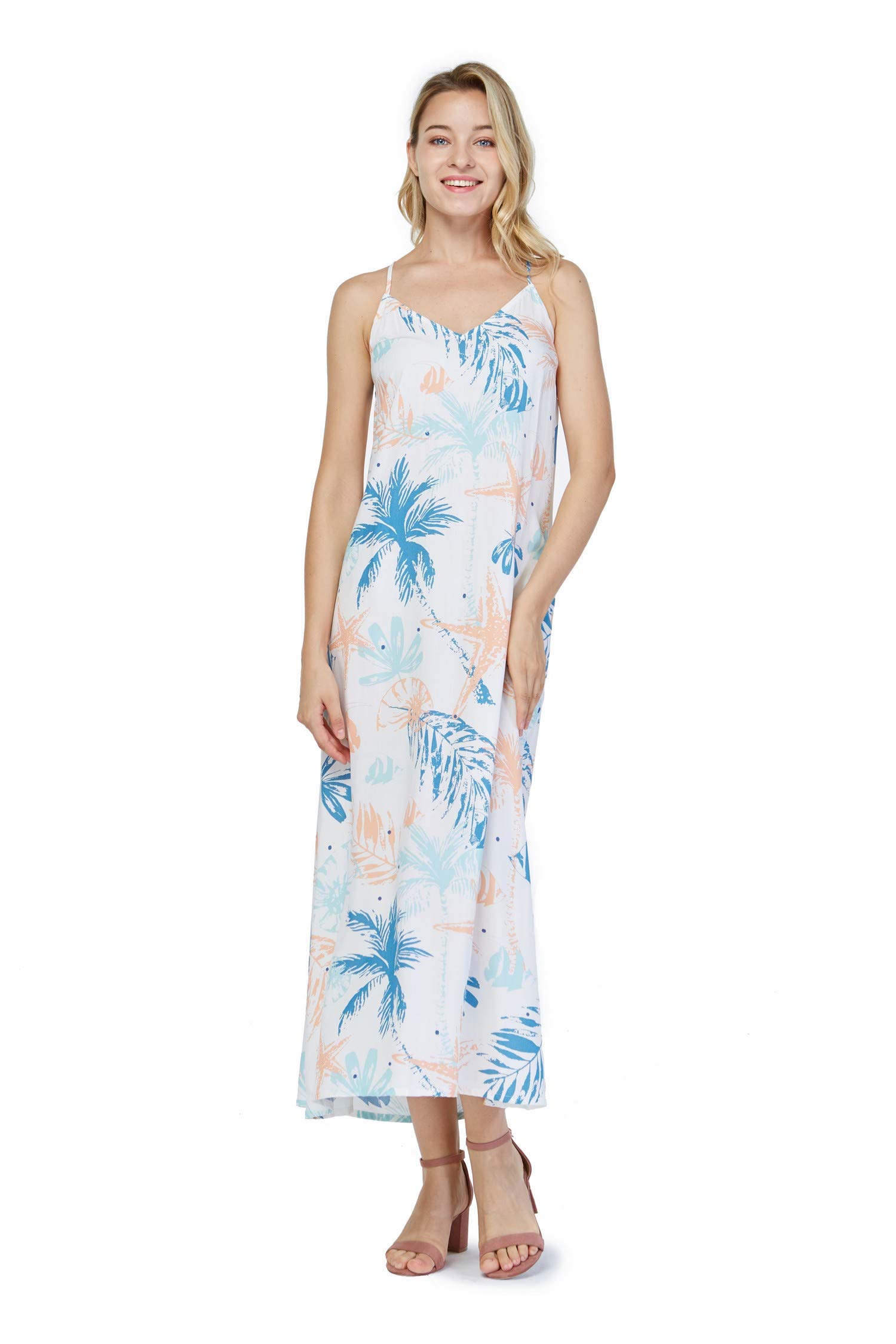Women's Floral Hawaiian Luau Beach Sunset Print Maxi Sweetheart Dress - Perfect for Summer Vacations, Beach Parties, and Tropical Getaways