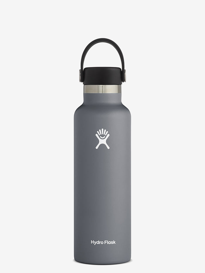 Hydro Flask 621ml (21oz) Standard Mouth Water Bottle with Flex Cap - Stone Color | Insulated Stainless Steel Thermos for Hiking, Gym & Outdoor Activities