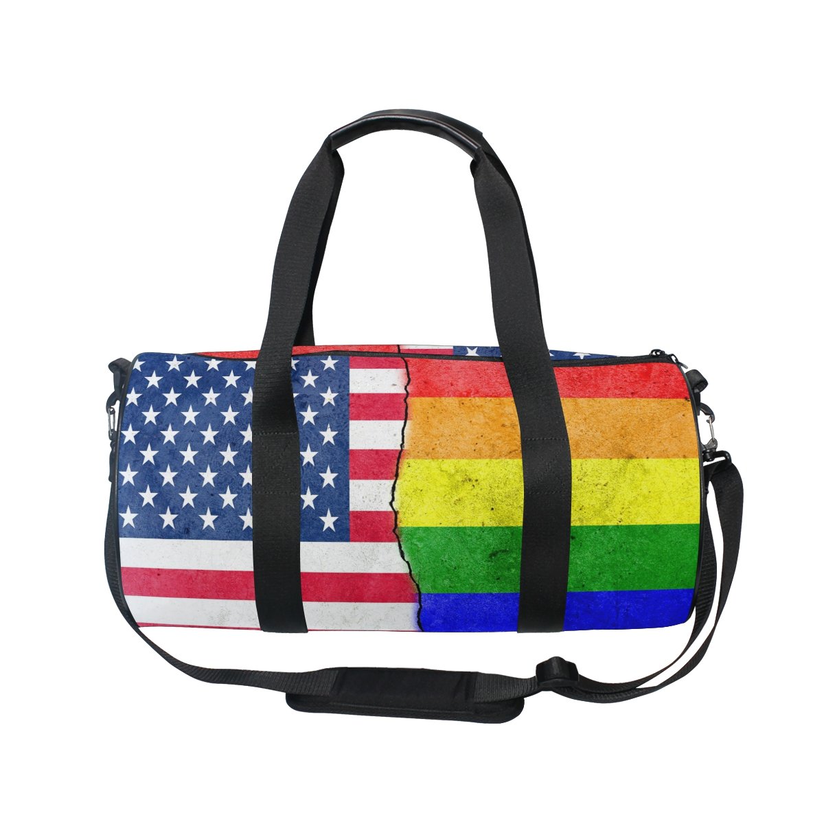 ALAZA Stylish Rainbow USA Flag Gym Duffel Bag - Large Sports Travel Duffel for Men & Women - Perfect for Gym, Workout, Travel & Weekend Getaways