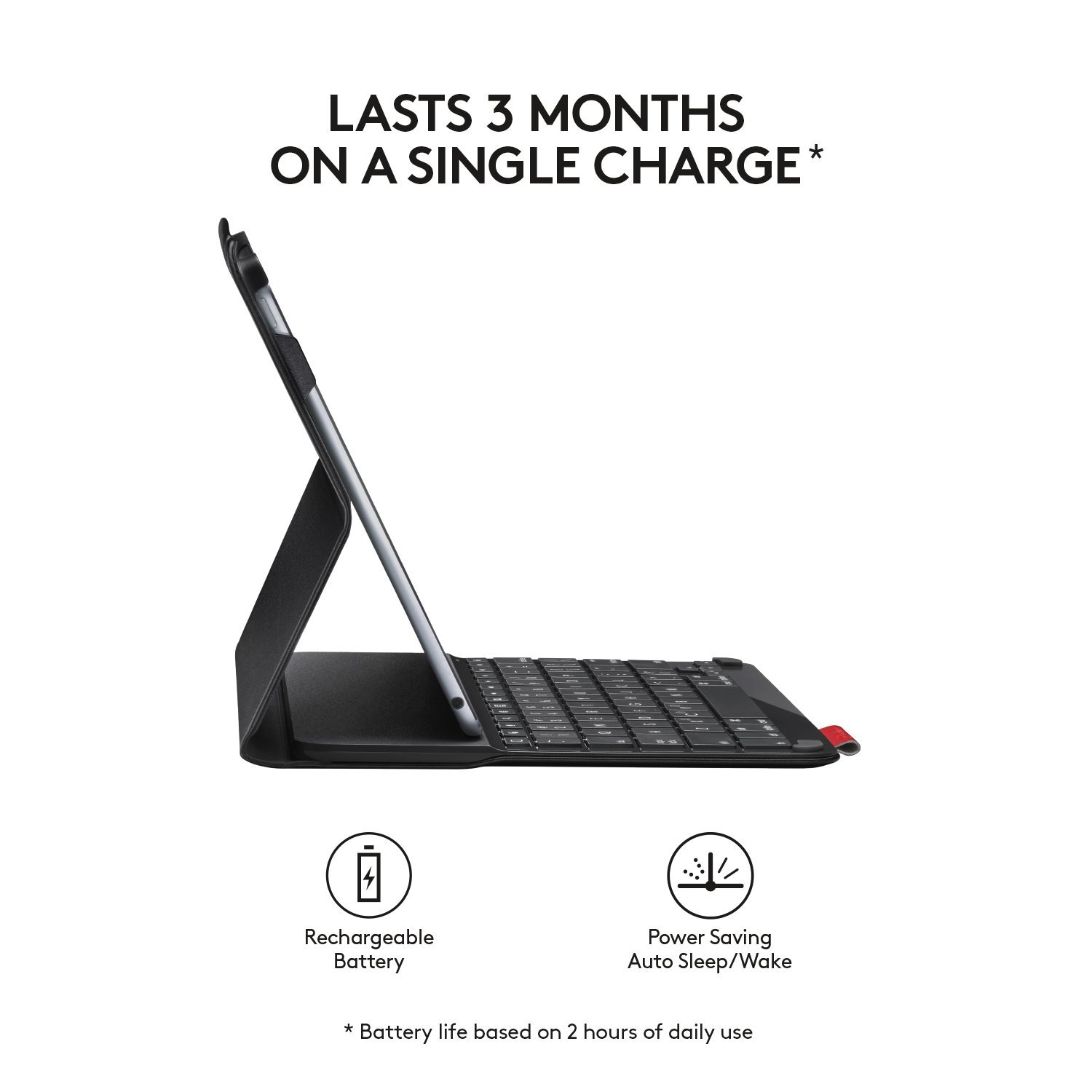 Logitech Type+ Bluetooth Keyboard Case for iPad Air 2 - Slim Protective Cover with 2 Viewing Angles | Wireless Bluetooth® (30ft Range) | Perfect for Work, Travel & Home Office - Black
