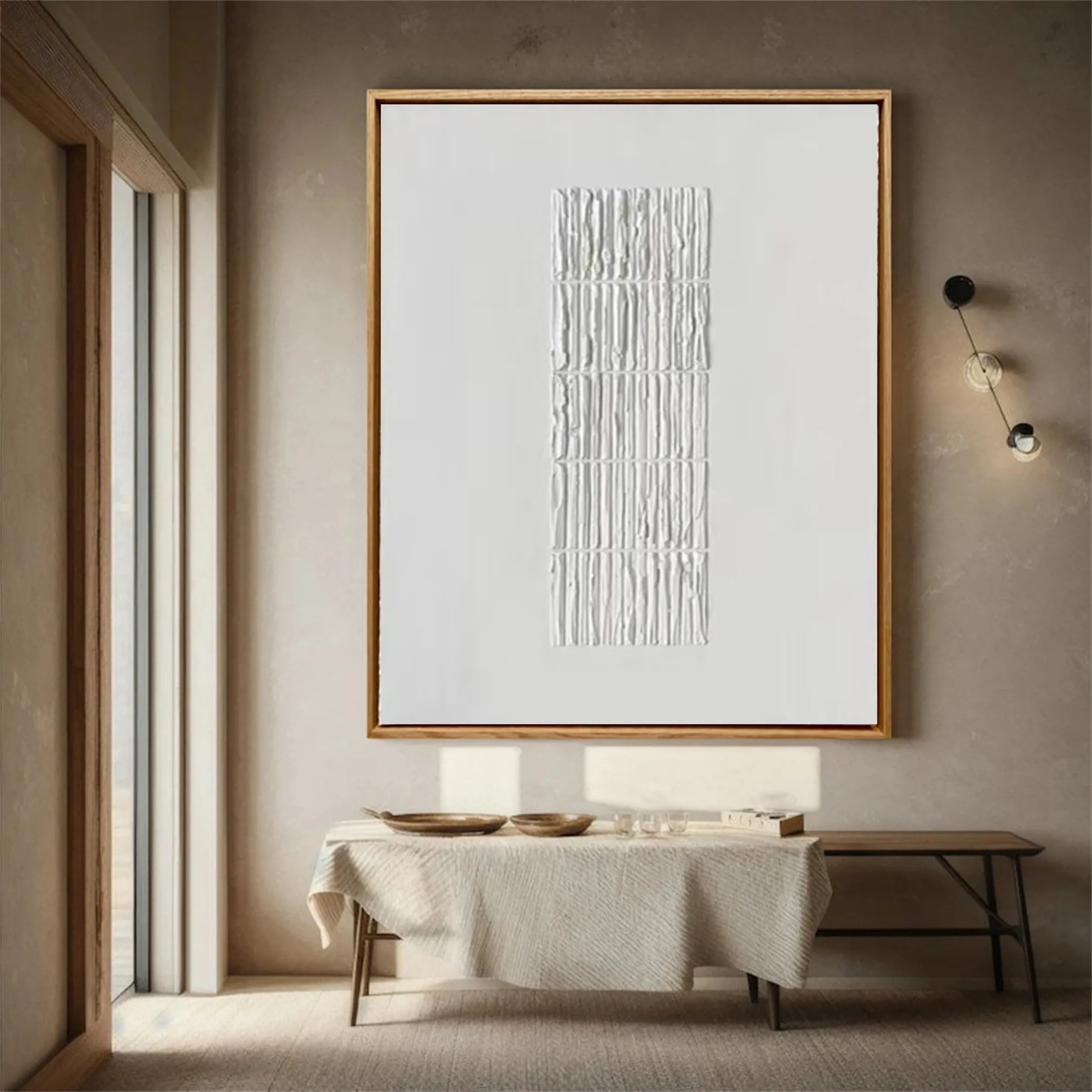 White Minimalist Textured Painting Canvas #MM208 - Premium Abstract Wall Art for Modern Home & Office Decor