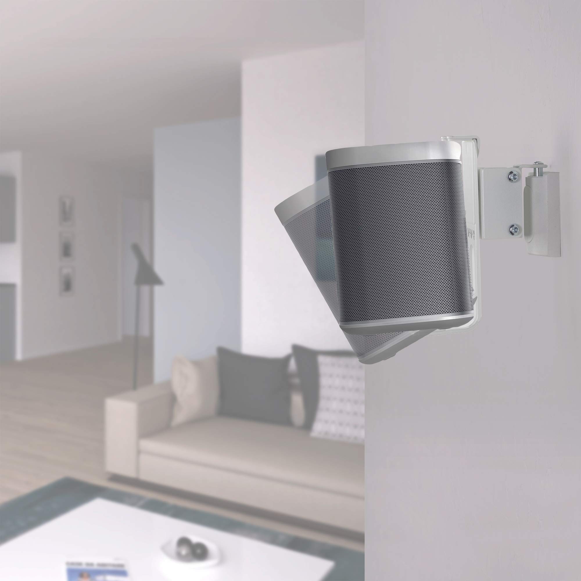 VIVO White Dual Wall Mount Brackets for Sonos One, SL, and Play:1 Speakers | Adjustable Mounting System for 2 Sonos Audio Devices (MOUNT-PLAY1W) | Perfect for Home Theater, Office, and Indoor Speaker Installation