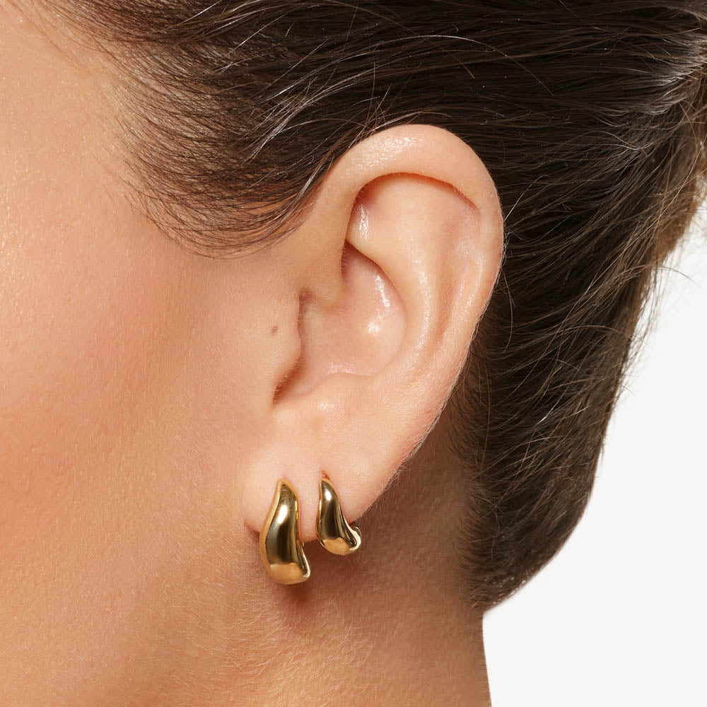 Gold Midi Wave Dome Huggie Earrings for Women - Trendy Hoop Earrings for Everyday Wear, Parties & Special Occasions