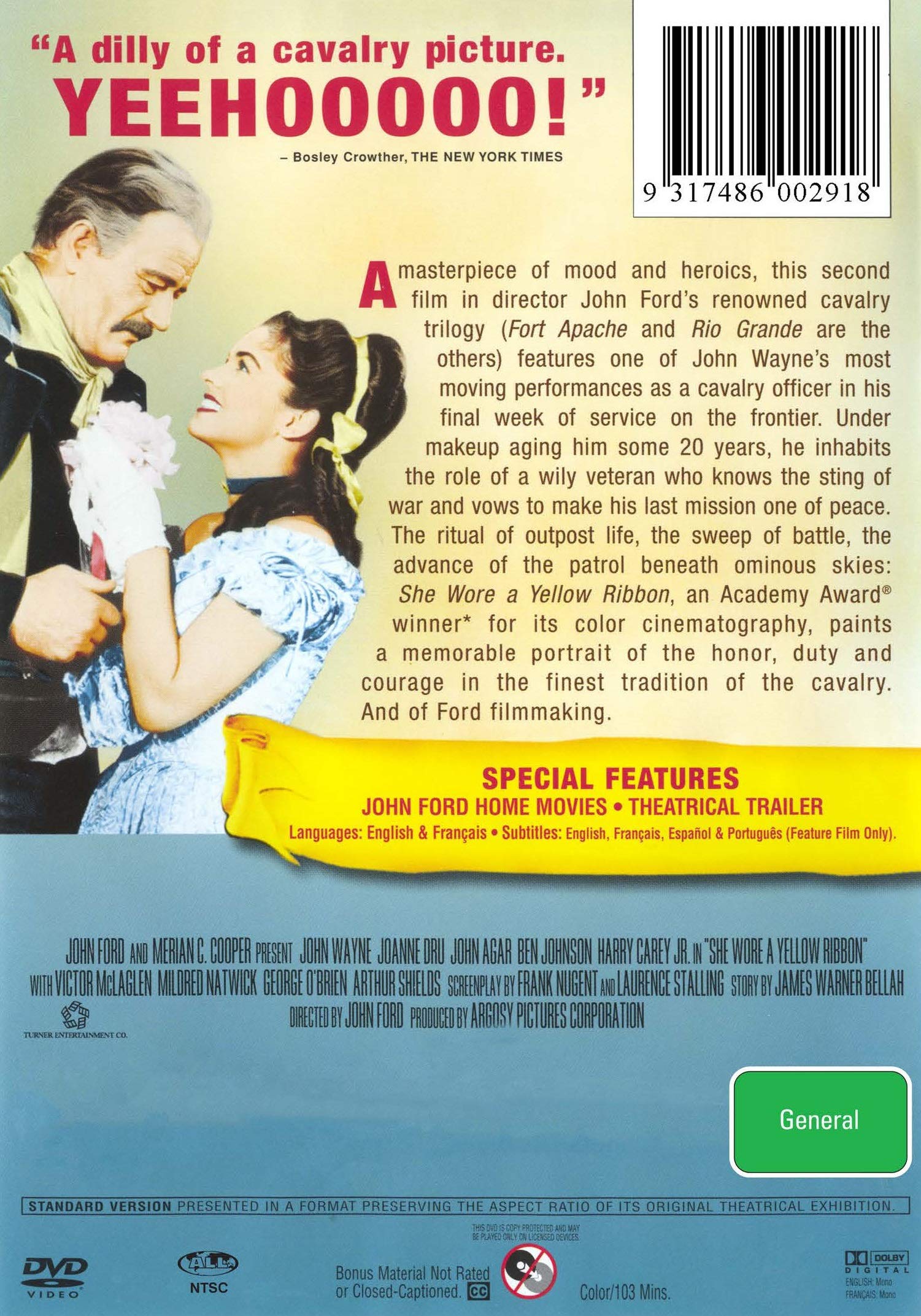 She Wore A Yellow Ribbon - Classic Western Movie DVD - Perfect for Western Film Lovers & Collectors