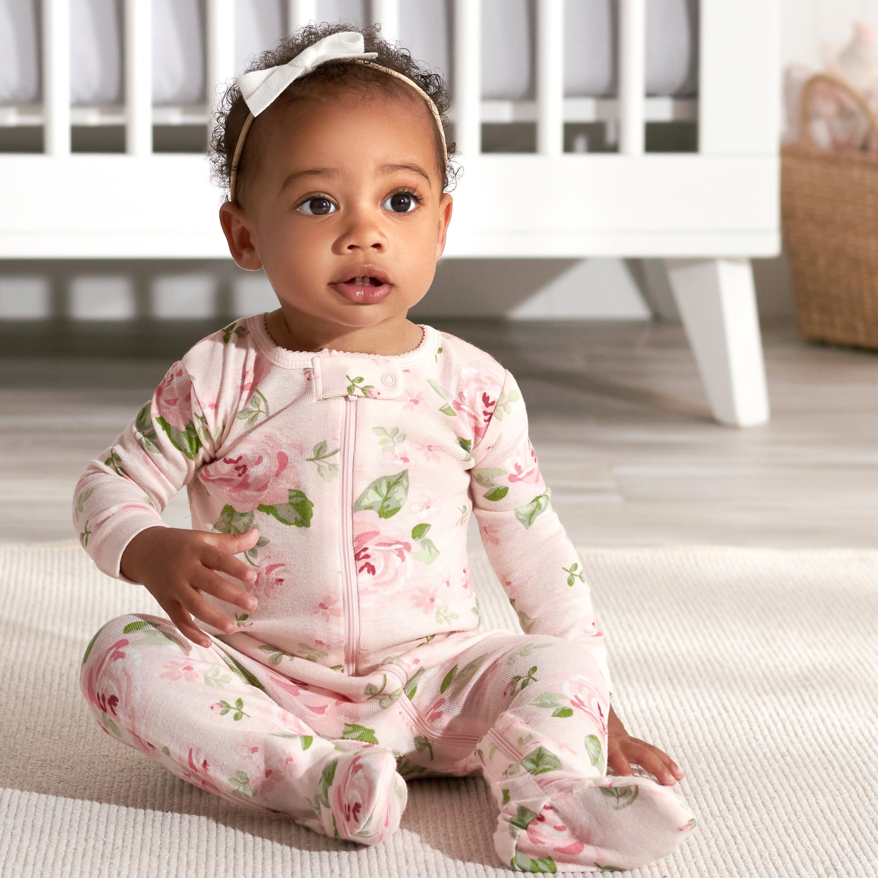 2 Pack Baby & Toddler Girls Rose Print Snug Fit Footed Cotton Pajamas - Soft & Comfortable Sleepwear for Infants & Toddlers - Perfect for Bedtime, Naptime & Playtime