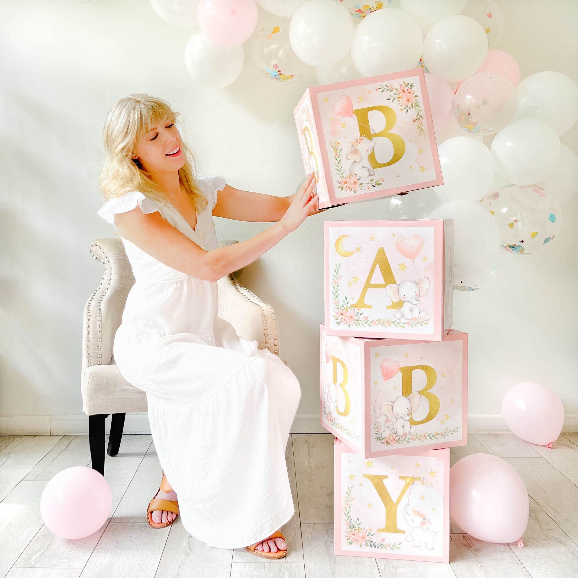 Kate Aspen Baby Shower Decorations - Pink Elephant Letter Box Set for Newborn Celebrations, One Size, Perfect for Gender Reveal & Nursery Decor