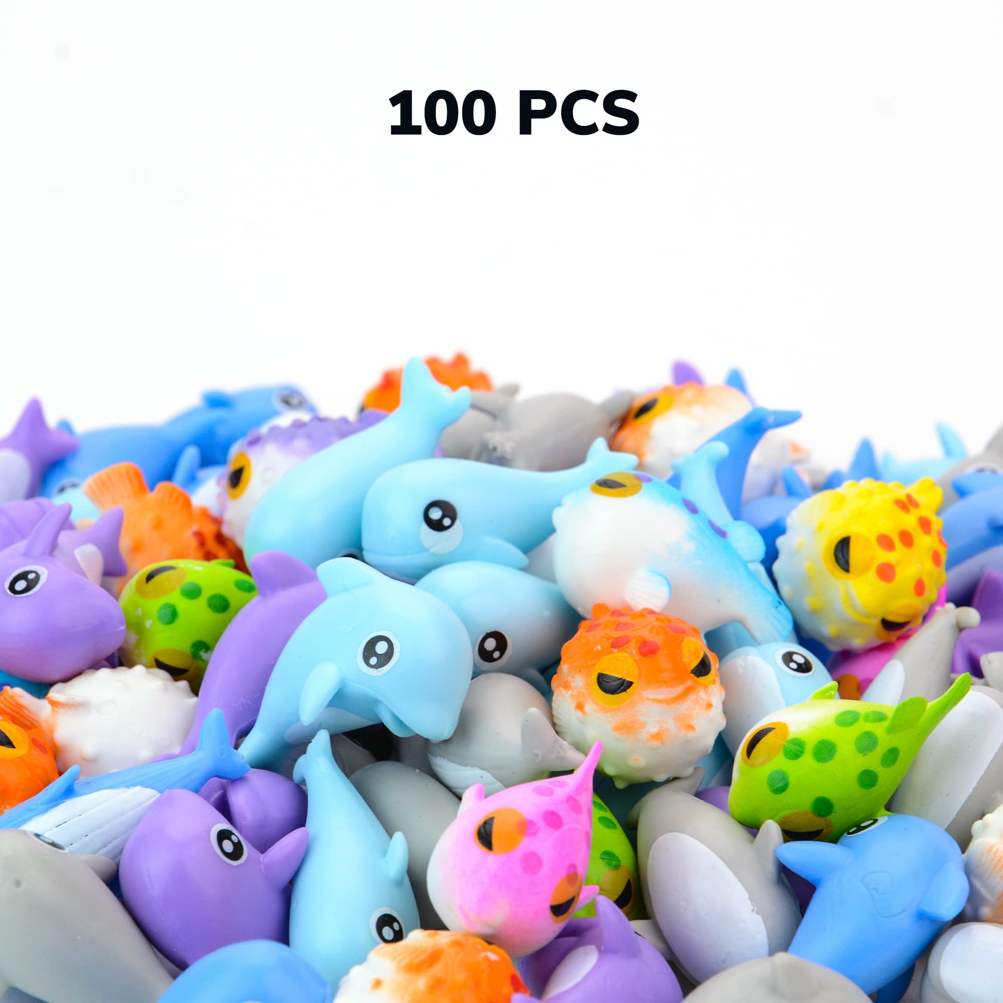 100pcs Mini Sea Animal Toys Bulk - Ocean Creatures Figurines for Easter Egg Fillers, Party Favors, Classroom Prizes, Vending Machine - Perfect for Kids Playtime, Educational Learning & Sensory Bins