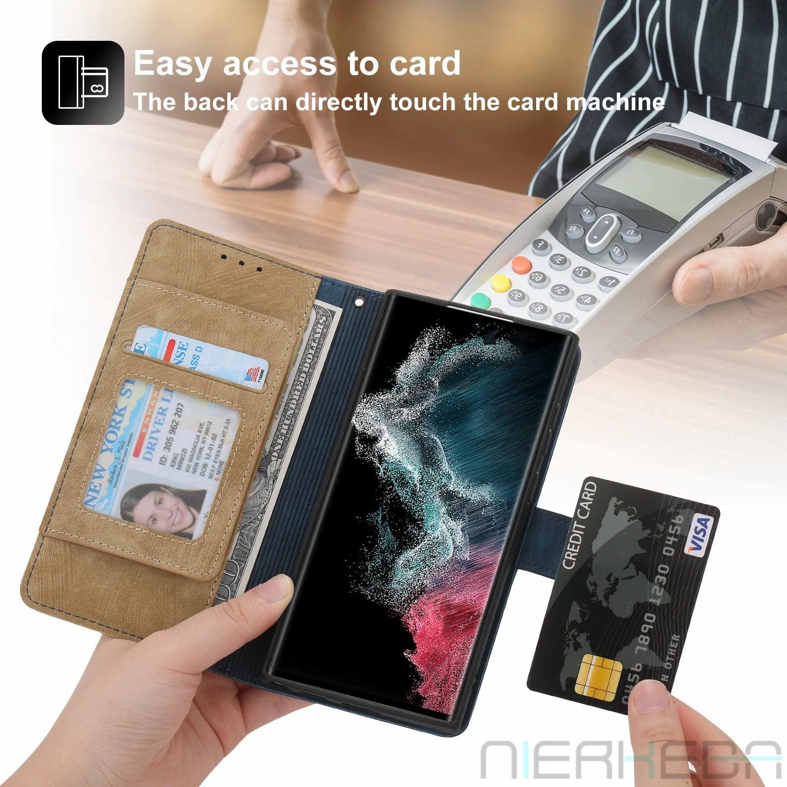 Samsung Galaxy S24 Ultra Anti-Theft Leather Case with RFID Protection - Slim & Durable Phone Cover for Daily Use, Travel & Business