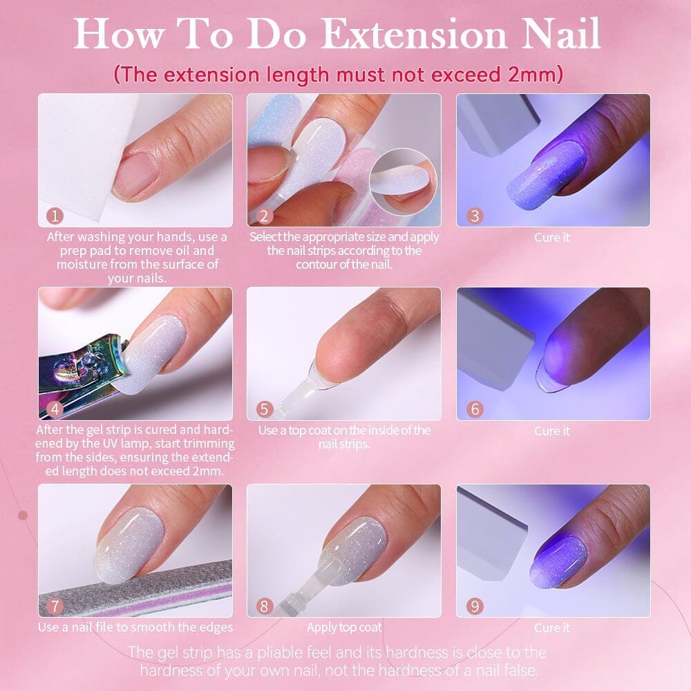 20 Tips Nude Semi Cured Gel Nail Strips - Long Lasting DIY Manicure Kit for Natural Look | Perfect for Home Salon, Parties & Special Occasions