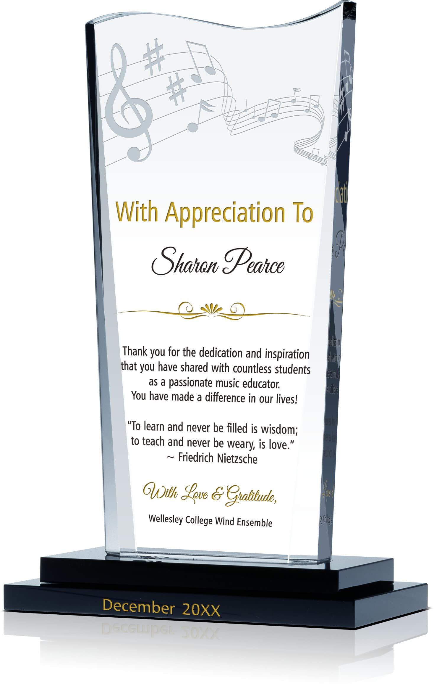 Custom Engraved Crystal Plaque for Band Director, Music Teacher, Choir Conductor - Personalized with Name, School & Class - Perfect Retirement, End of Year, or Appreciation Gift (7.5 Inch) - Ideal for Office Display, Awards Ceremony & Teacher Recognition Events