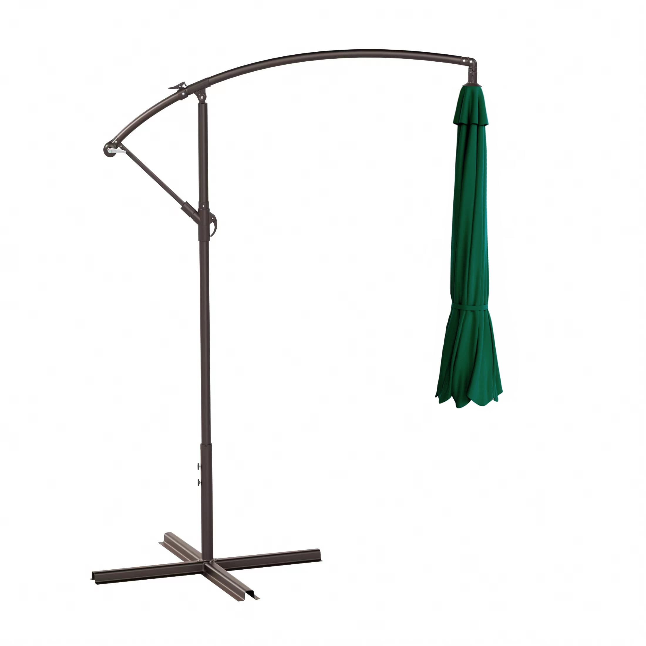 10ft Outdoor Patio Cantilever Umbrella with Stand - 2 Piece Hanging Shade Kit for Backyard, Poolside & Garden Relaxation | WO Home Furniture