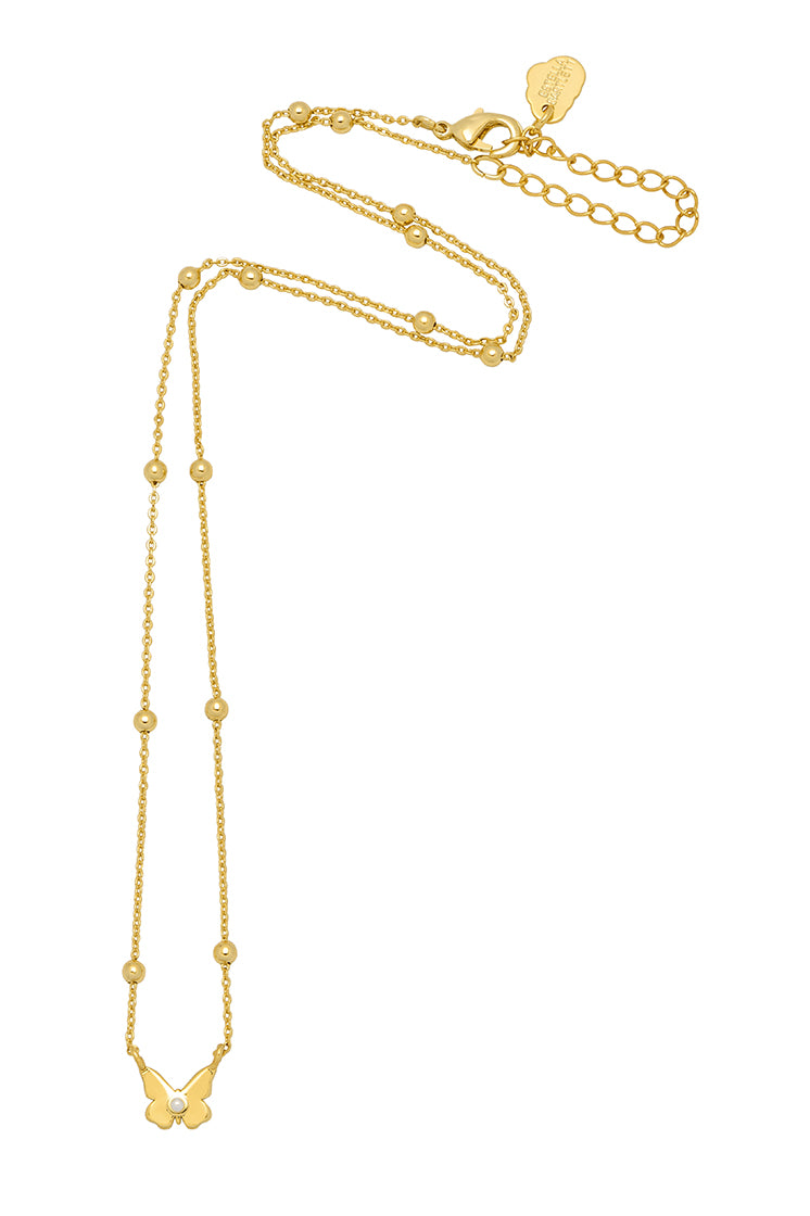 Elegant Pearl Butterfly Necklace for Women - Dainty Gold Plated Jewelry Gift for Her - Perfect for Weddings, Anniversaries & Special Occasions