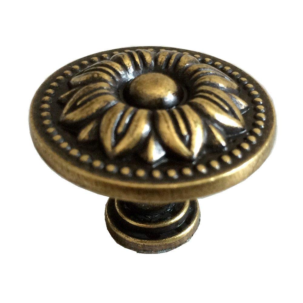 Antique Bronze Floral Drawer Knob - 1.4