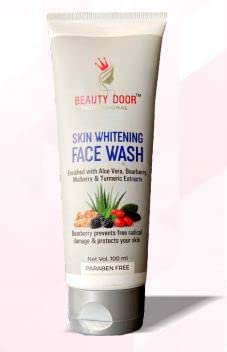 BEAUTY DOOR Brightening Facial Cleanser with Aloe Vera, Bearberry, Mulberry & Turmeric Extracts - 100g Whitening Face Wash for Glowing Skin | Perfect for Daily Skincare Routine & Dark Spot Reduction