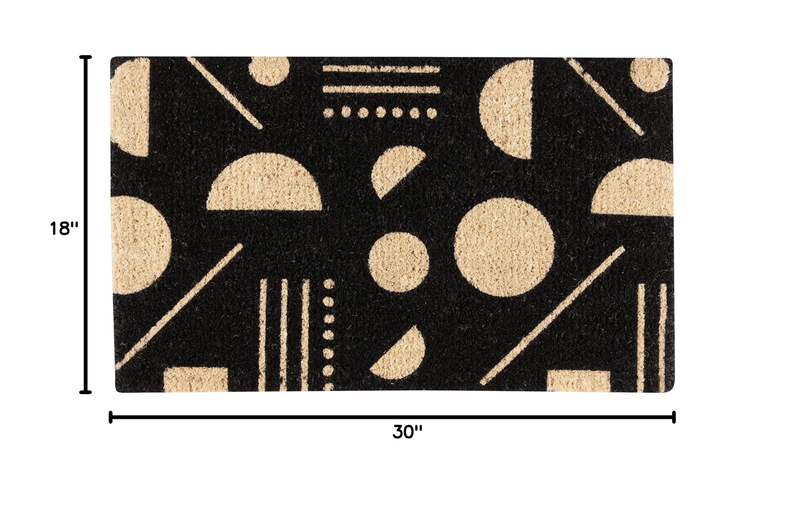 Danica Studio Domino Coir Fiber Printed Doormat 18x30 Inches - Non-Slip Eco-Friendly Welcome Mat for Front Door, Porch, Entryway, and Home Decor