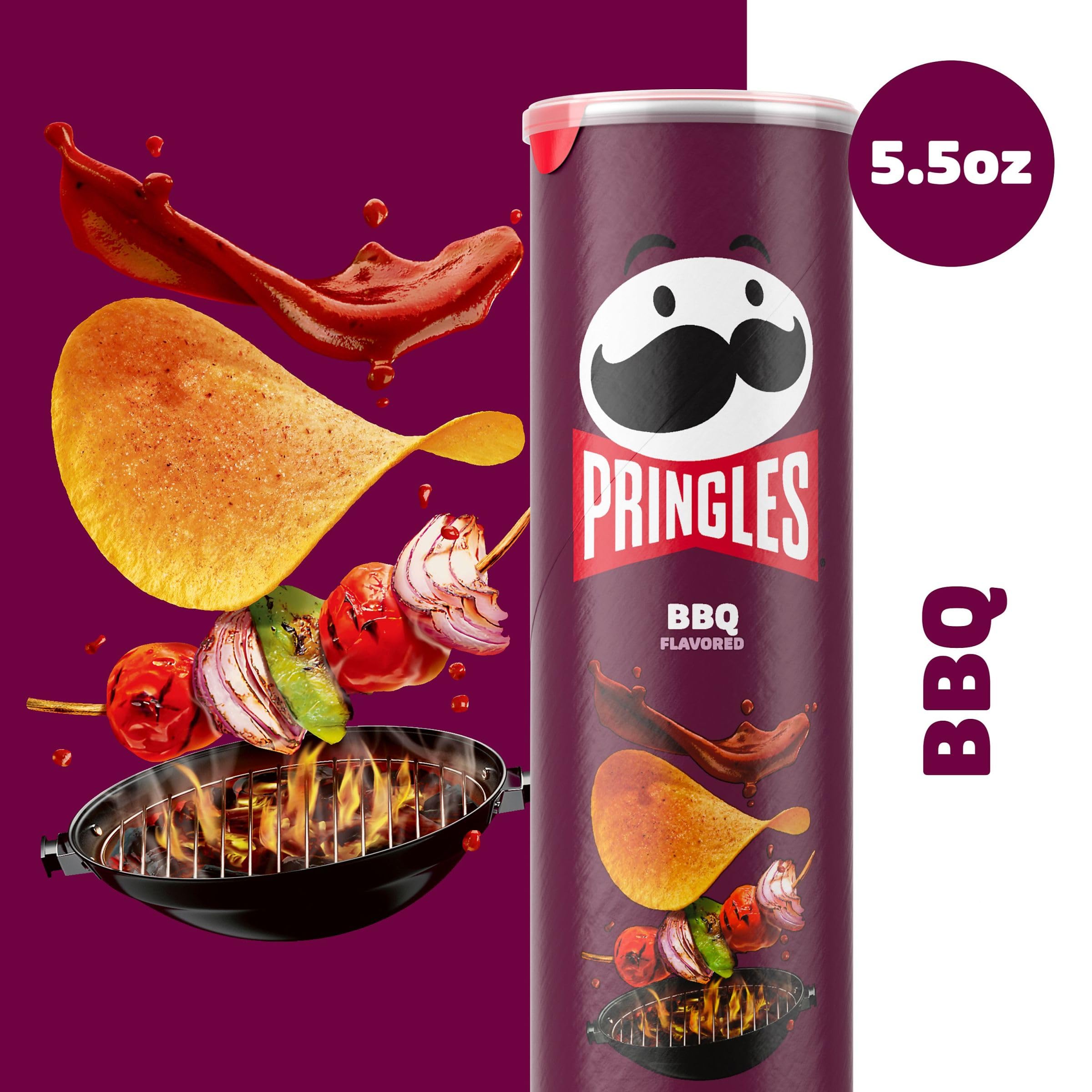 Pringles BBQ Flavored Potato Crisps - 5.5oz Can (Pack of 1) | Crunchy Lunch Snacks, On-The-Go Treats for Work, School & Road Trips