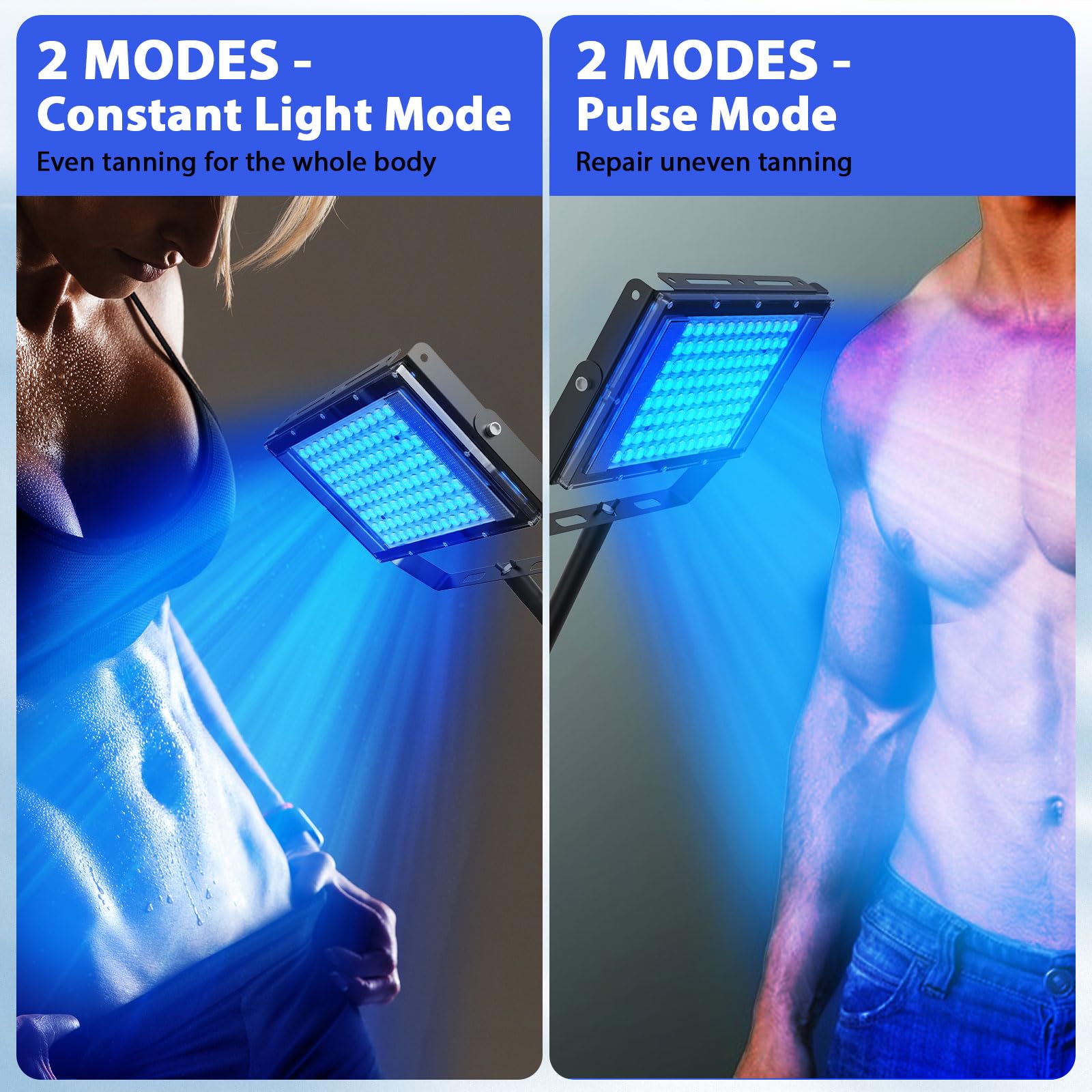 JITESY 50W Tanning Lamp for Home - 2 Modes (Constant & Pulsating), 5 Brightness Levels, Face Tanning Daylight Lamp, High Density Solarium for All Skin Tones (Black) - Perfect for At-Home Tanning, Beauty Salons & Self-Care Routines