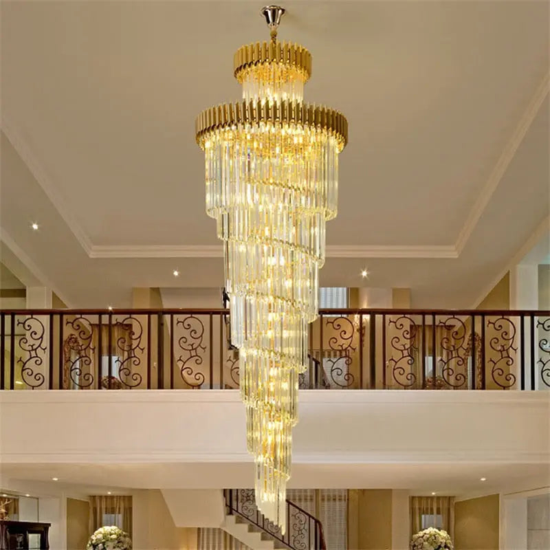 Olivia Crystal Modern Stair Chandelier - Elegant LED Lighting Fixture for Staircase, Hallway & Entryway | Dimmable Contemporary Home Decor