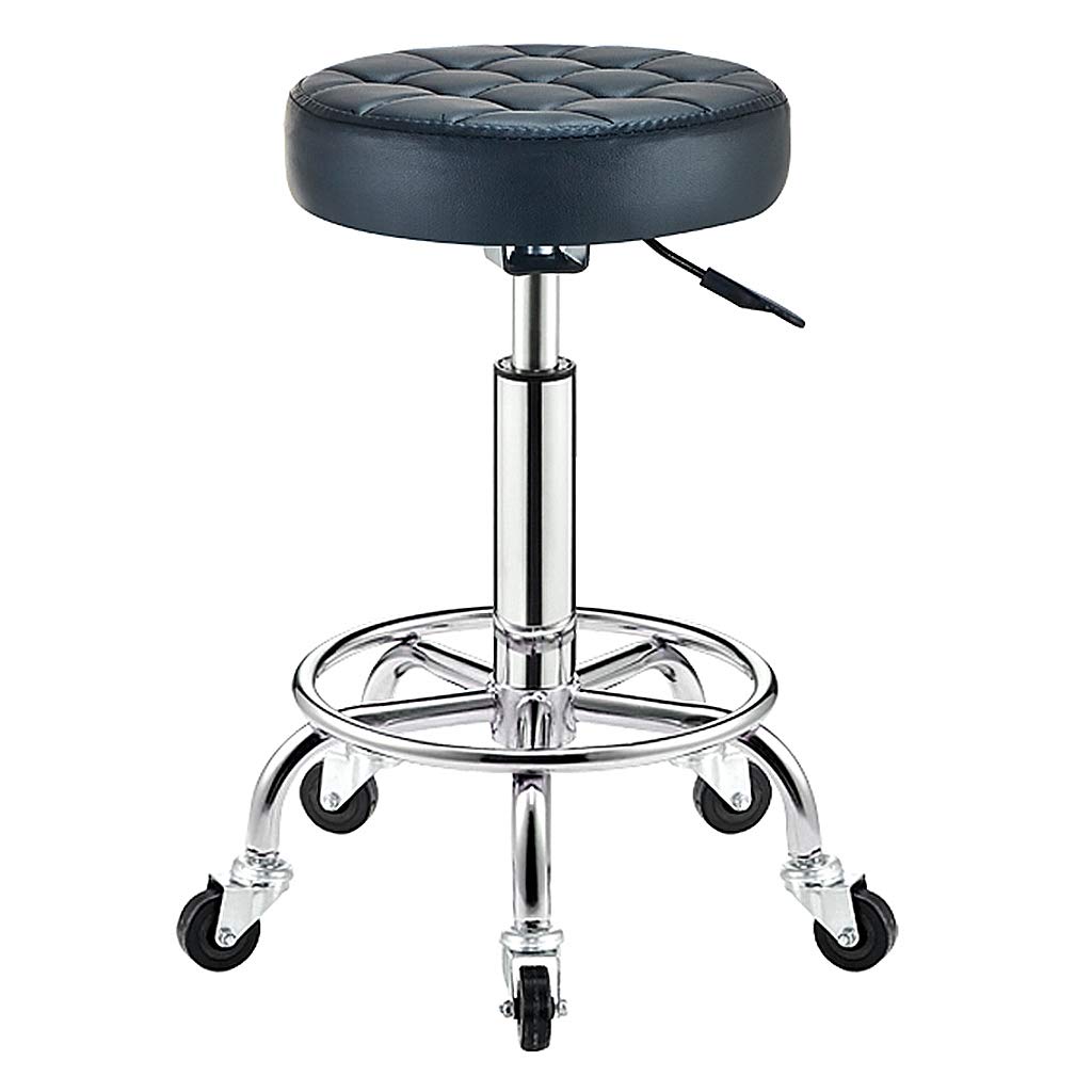 360° Swivel Bar Stool with Adjustable Height - Black Electroplated Metal Frame Rolling Chair for Home, Office & Salon - Perfect for Kitchen Island, Bar Counter & Beauty Stations (Size: 33x48cm)