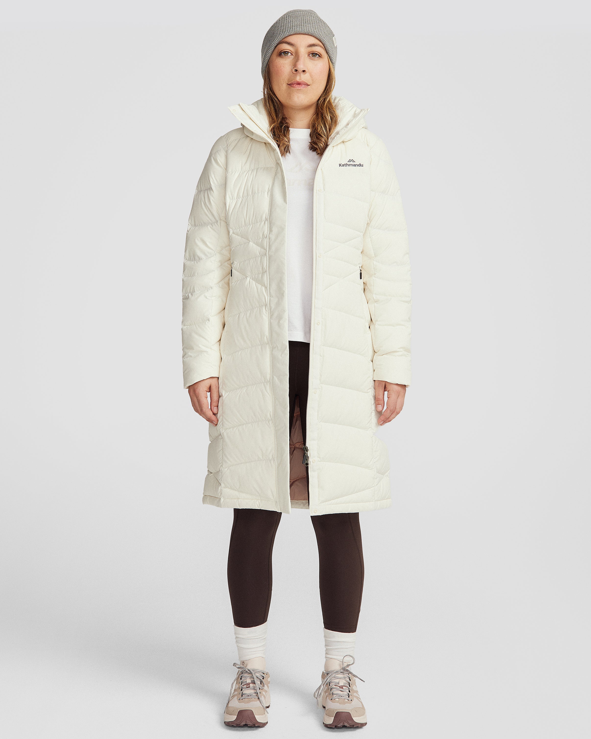 Women's Winterburn Longline Down Jacket V2 - Natural Color Warm Winter Coat for Outdoor Activities & Cold Weather Fashion