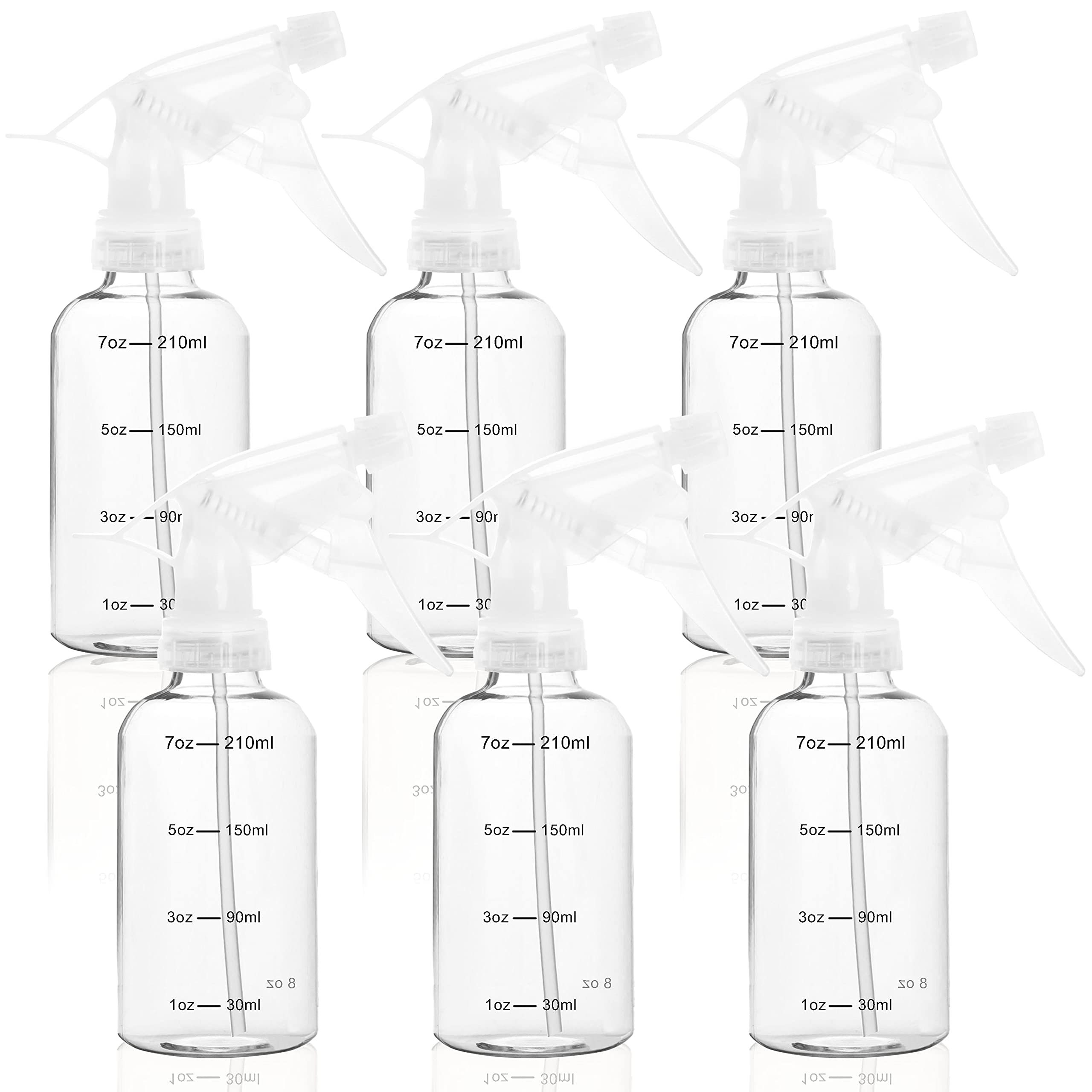 Youngever 6 Pack 8oz Empty Plastic Spray Bottles with Measurement - Refillable Hair & Cleaning Solution Bottles for Salon, Home, Kitchen, Garden & DIY Projects