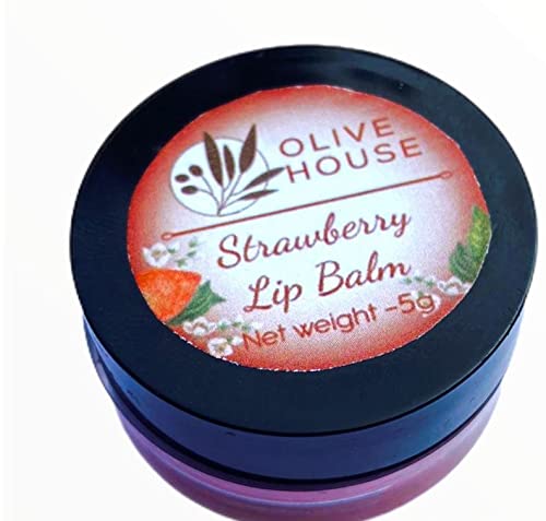 Olive House Strawberry Lip Balm - 5g Natural Moisturizing Lip Care for Dry & Chapped Lips - Perfect for Winter, Outdoor Activities & Daily Hydration