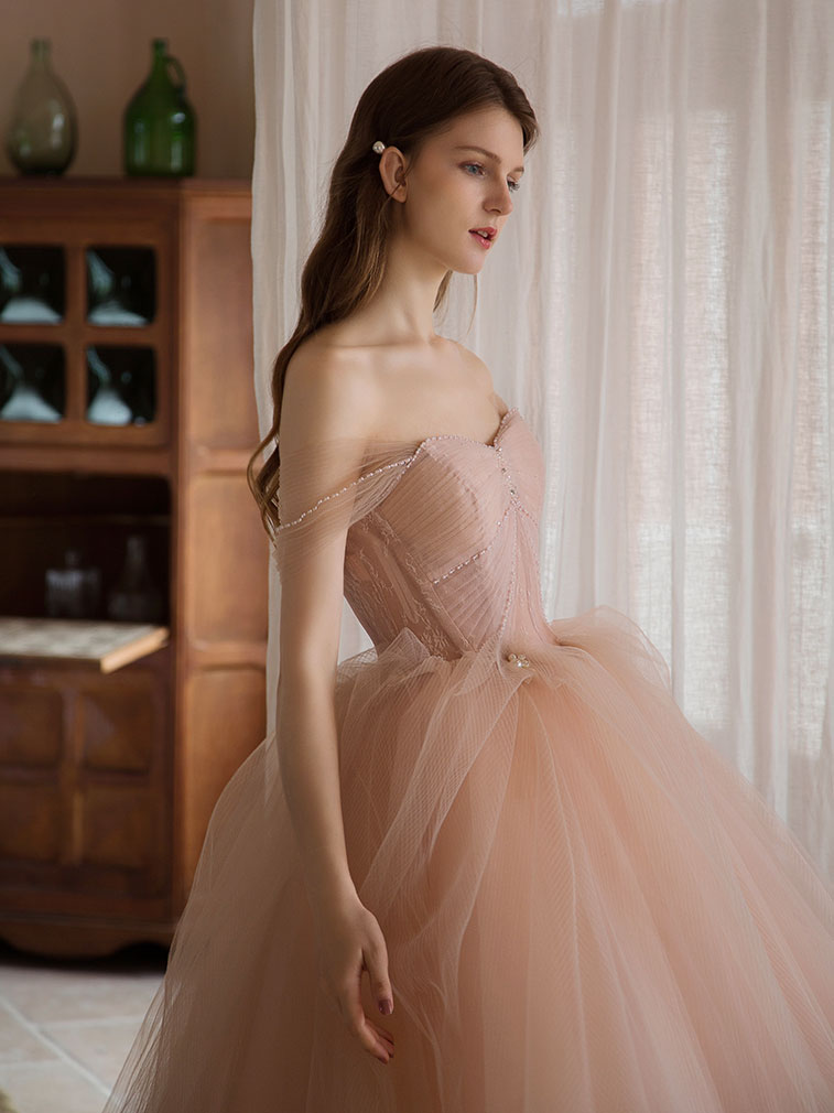 Elegant Pink Sweetheart Neck Tulle Long Prom Dress - Formal Evening Gown for Homecoming, Wedding, Quinceañera & Special Occasions