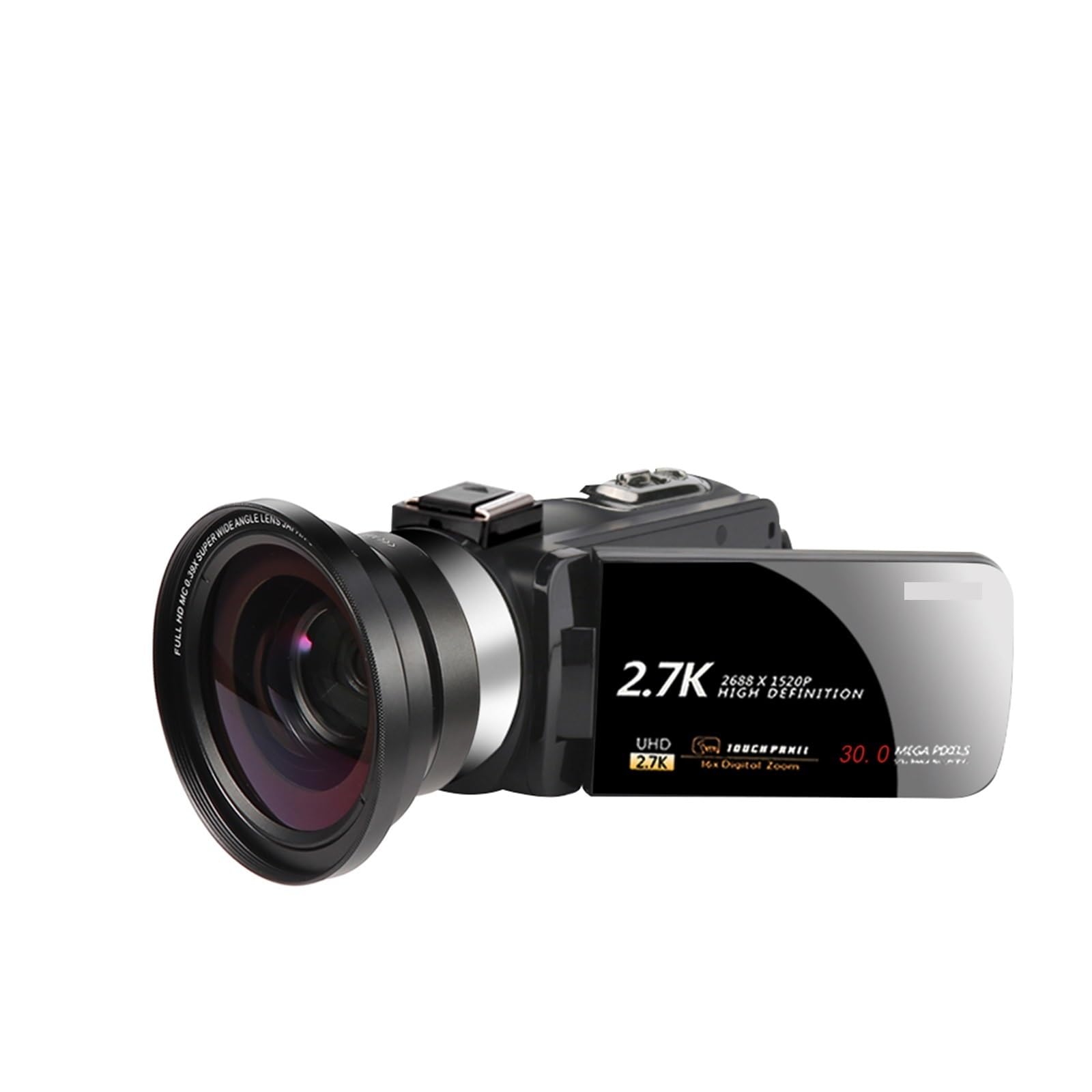 2.7K Vlog Camera with 16X Zoom & Touch Screen - Perfect for Outdoor Photography & Selfies (128G SD Card Included)