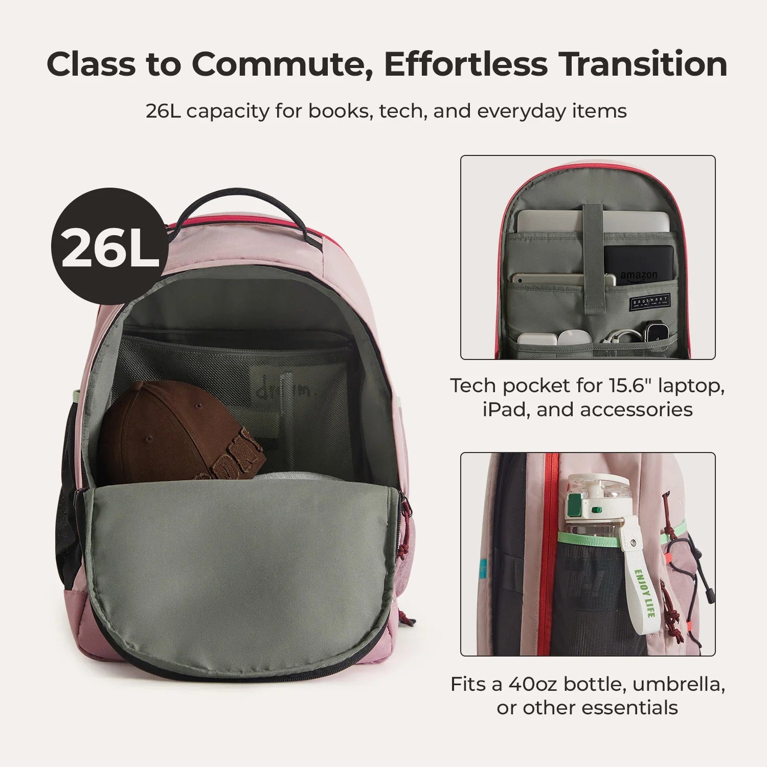 15.6 Inch Laptop Backpack for Men & Women - Waterproof Travel Backpack with USB Charging Port - Perfect for Work, School, and Business Trips