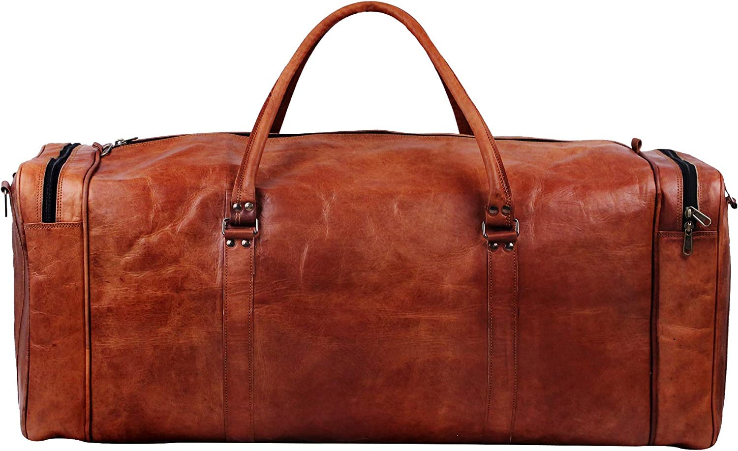 Premium 24-Inch Large Duffel Bag for Men - Genuine Leather Travel Holdall, Gym & Sports Overnight Bag, Oversized Weekender Carry-On (30-Inch, Brown) - Perfect for Business Trips, Gym Workouts & Weekend Getaways
