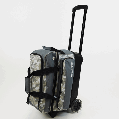 ELITE Deluxe Double Roller Bowling Bag - Grey Camo Design for Easy Transport | Perfect for League Play & Tournaments | Durable & Stylish Bowling Gear