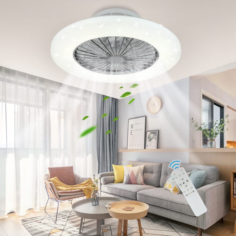 DLLT 18/22 Inch Flush Mount Ceiling Fan Remote Control Replacement - Infrared Starry Sky Light Remote for Bedroom, Living Room & Nursery