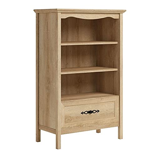 Pemberly Row Contemporary Engineered Wood Bookcase in Oak - Stylish Home Office & Living Room Storage Furniture