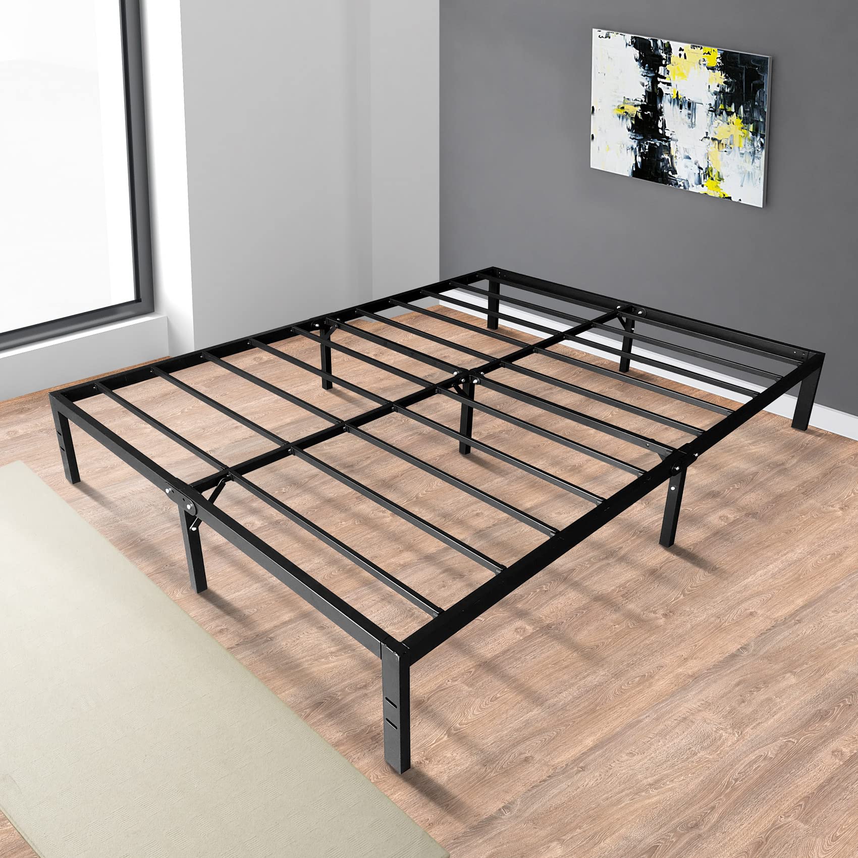 UNICOO Heavy Duty Metal Platform Bed Frame - Full Size, Steel Slat Support, Anti-Slip, Noise Free, Easy Assembly, No Box Spring Needed - Perfect for Modern Bedrooms, Guest Rooms & Dormitories