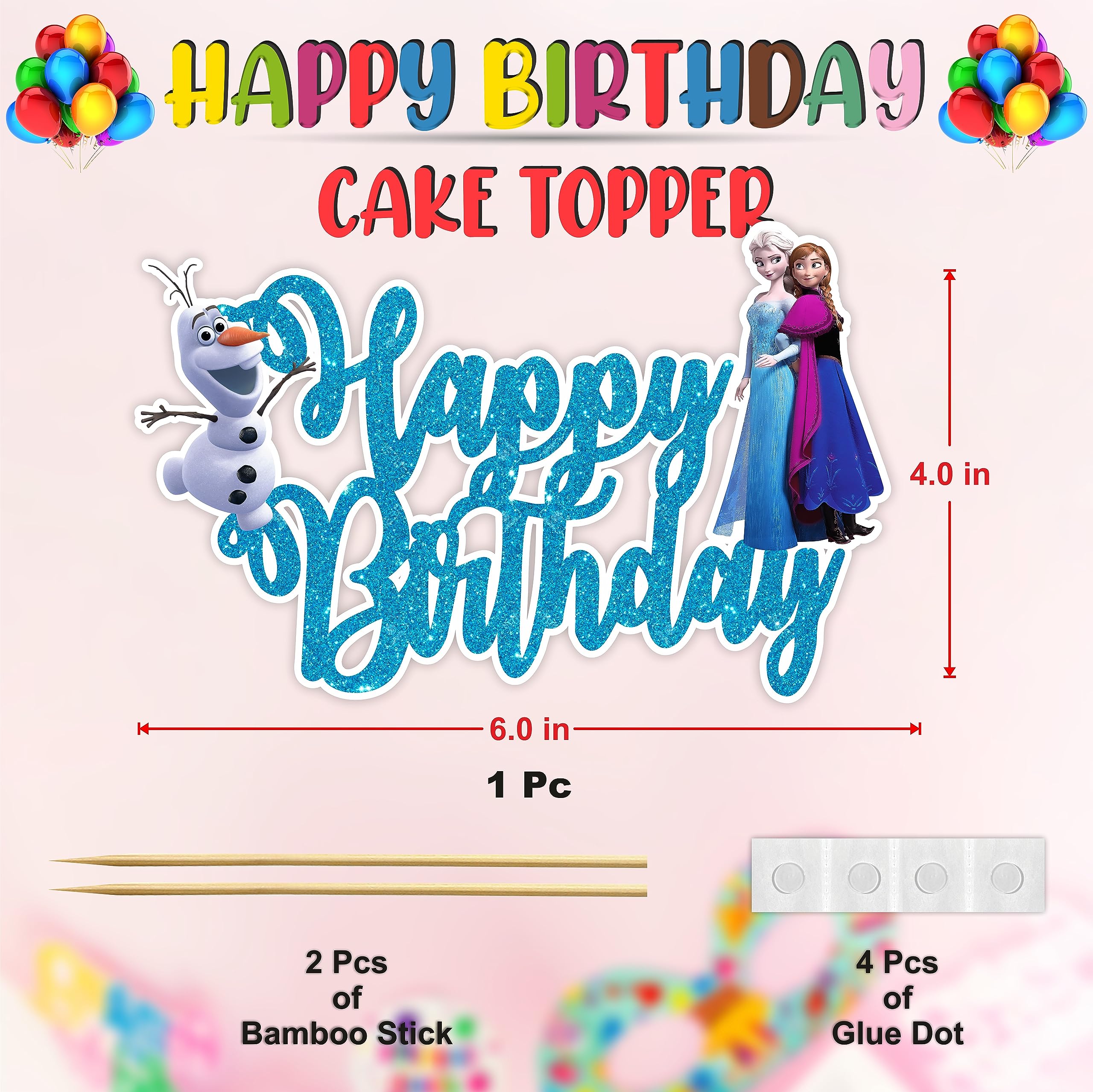 Frozen Happy Birthday Cake Topper - Premium Birthday Party Decorations for Disney Themed Celebrations, Baby Showers & Special Events