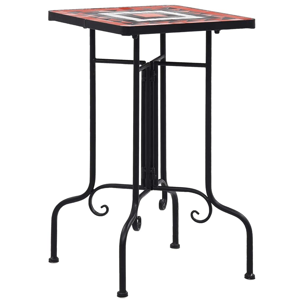Mosaic Side Table - Outdoor & Indoor Accent Table, Bistro Coffee Table, Small Porch & End Table - Terracotta & White Ceramic for Patio, Garden, Living Room & Bedroom Decor