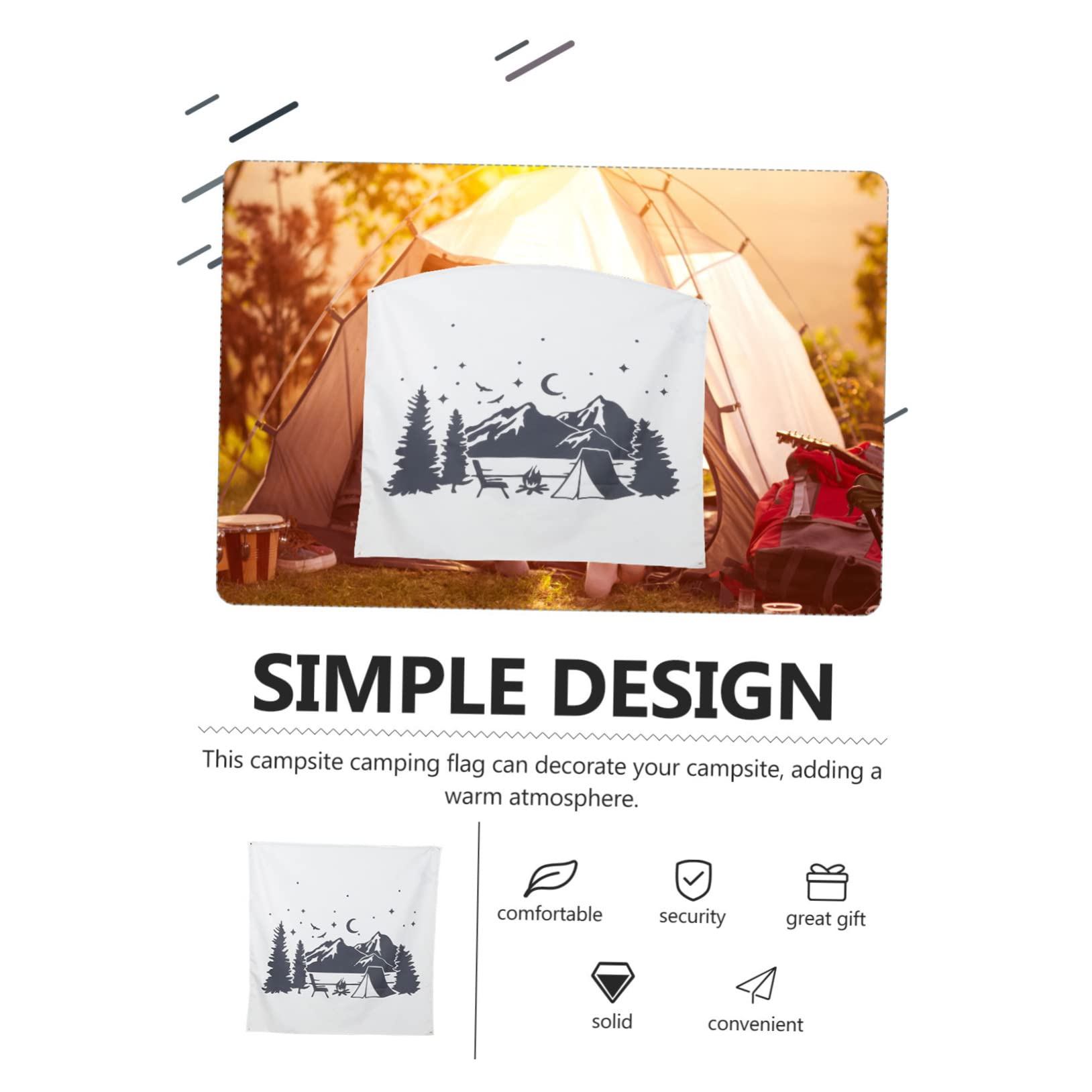 5pcs Outdoor Camping Flags - Durable Polyester Hanging Blankets for Wall Decor, Campsite & Backyard - Summer Photo Backdrop, Patio & Garden Party Decorations