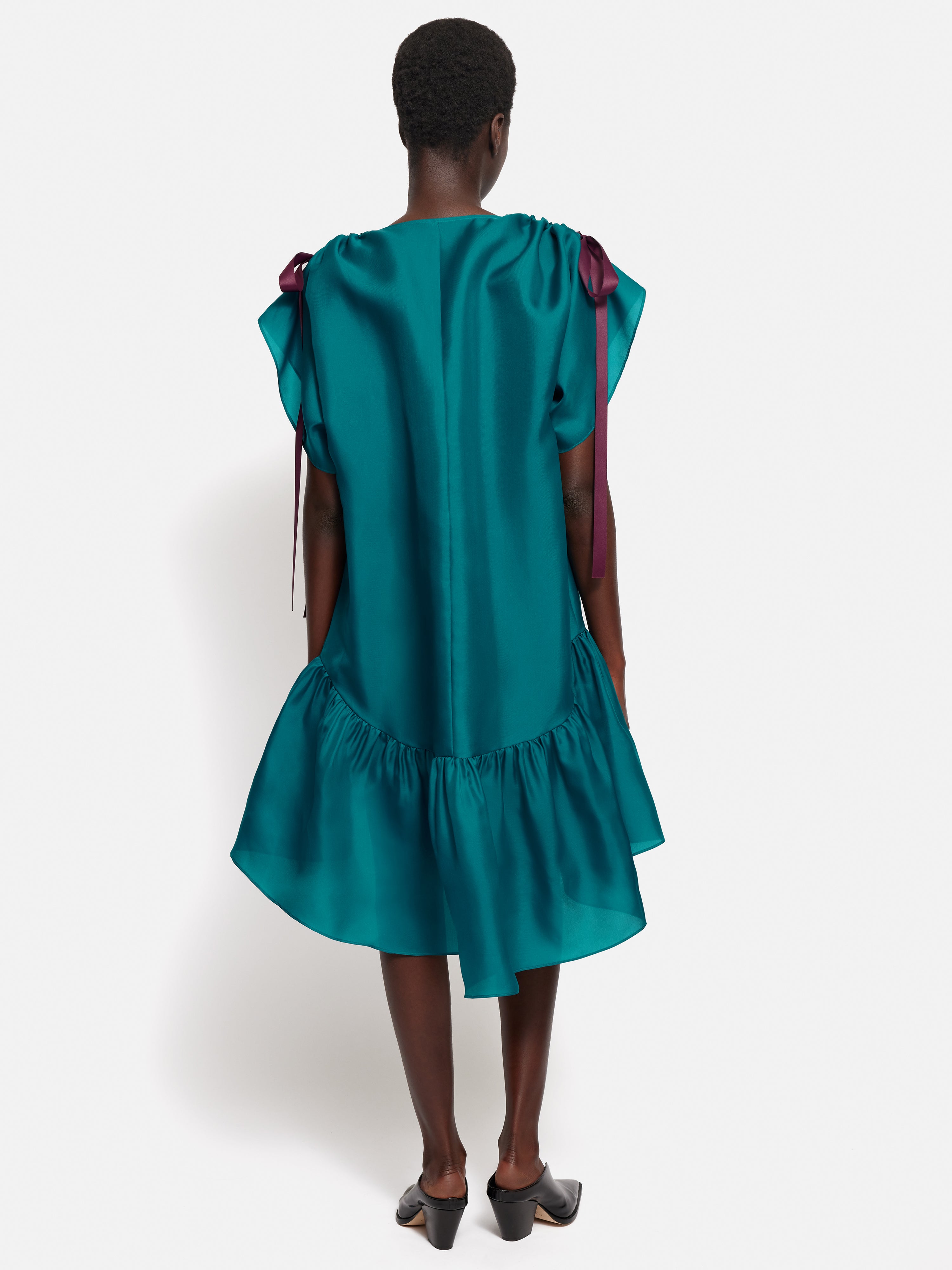 Roksanda Teal Silk Gazar Dress - Elegant Formal Evening Gown for Weddings, Galas & Special Occasions