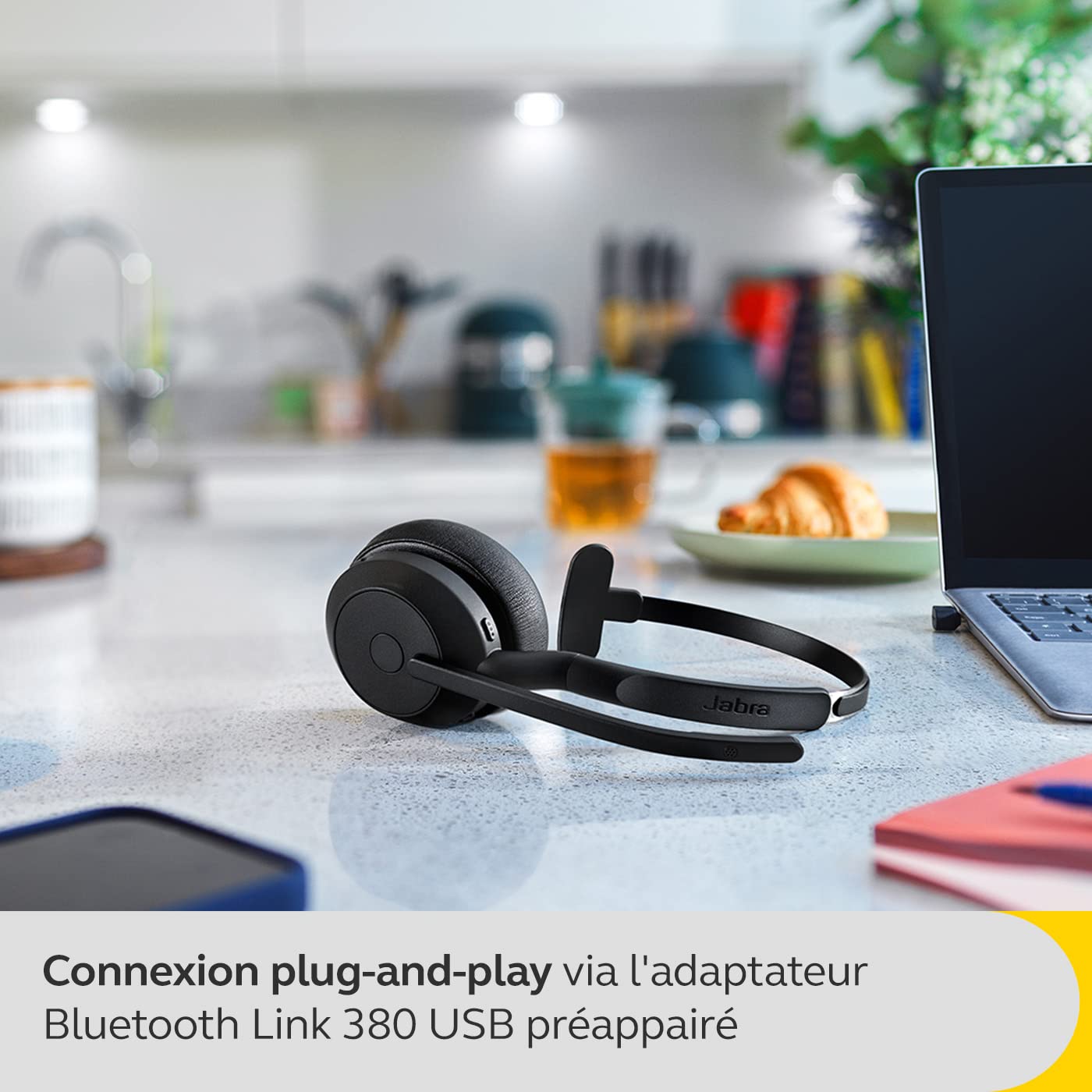 Jabra Evolve2 55 Mono Wireless Headset with Charging Stand - Noise Cancelling Microphone & ANC - Air Comfort Technology - Compatible with Zoom, Google Meet & UC Platforms - Black - Perfect for Remote Work & Online Meetings