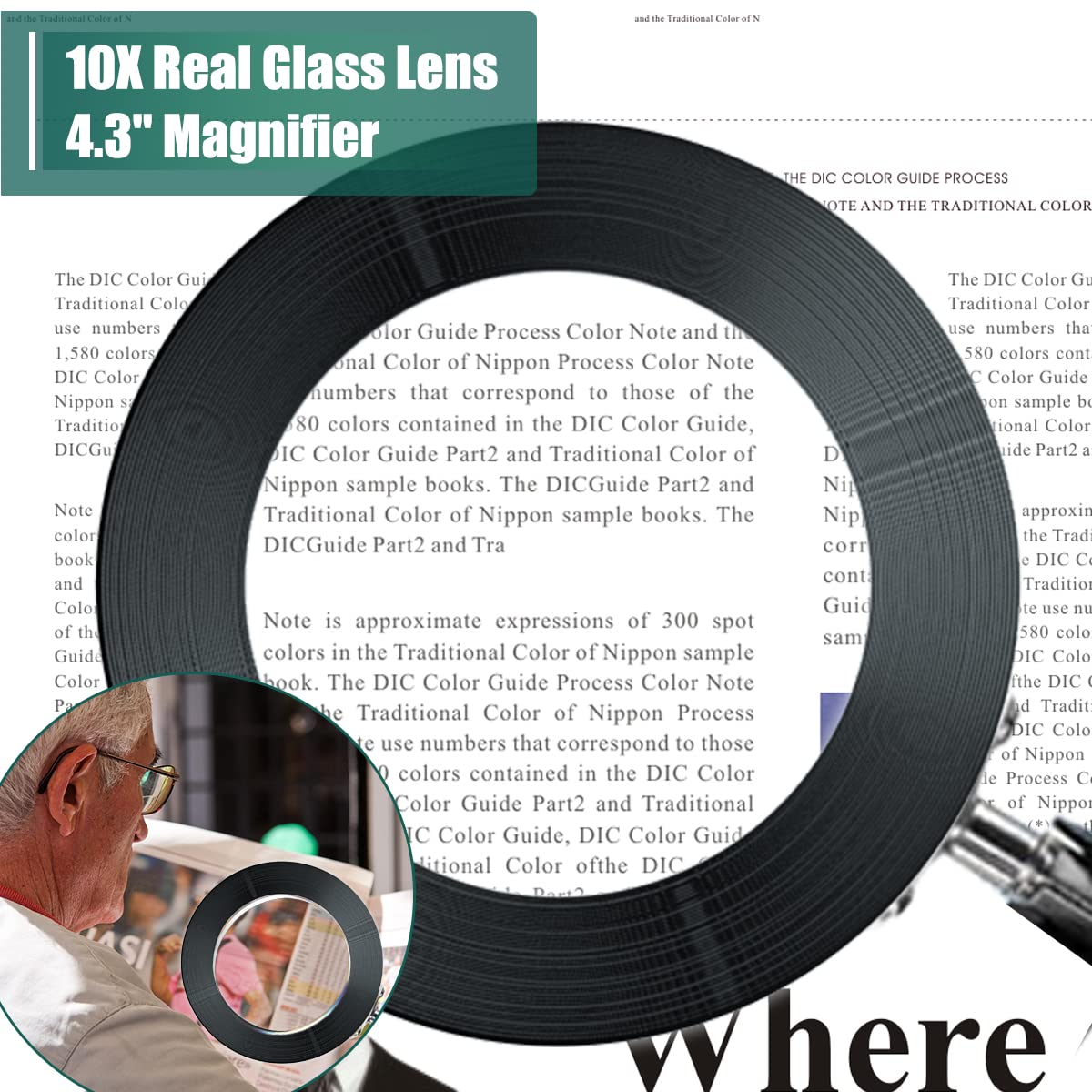 10X Magnifying Glass with LED Light & Stand - 3 Color Modes Adjustable Desk Lamp for Reading, Crafts, Jewelry Repair, Close Work & Hobby Projects - Ideal for Elderly, Artists & DIY Enthusiasts