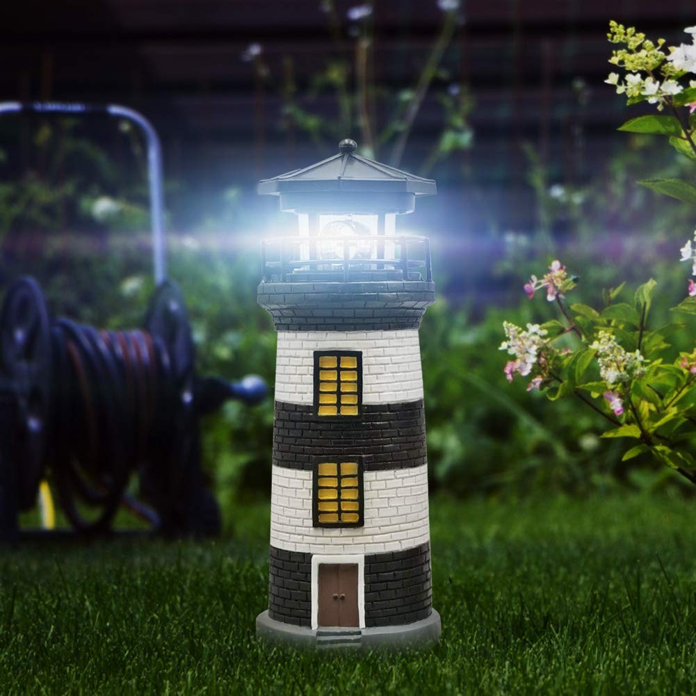 Outdoor Solar Lighthouse LED Garden Light with Smart Sensor - Rotating Solar Lamp for Yard, Landscape & Patio Decor - Perfect for Pathways, Driveways & Outdoor Lighting