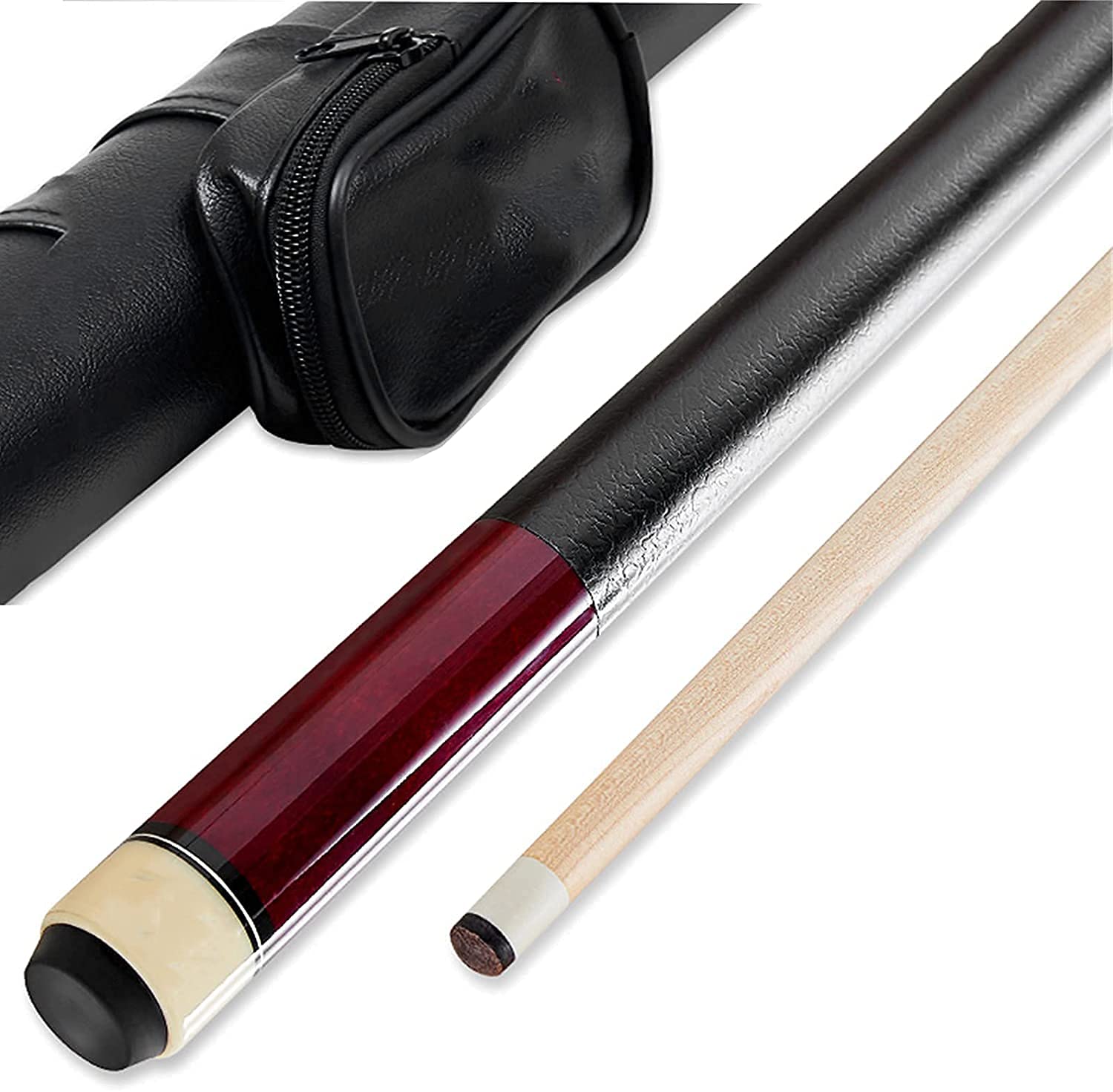 Premium 57-Inch Maple Pool Cue Stick - Handmade 19oz Billiard Cue with 1/2 Split Design (Middle/Big Head) | Professional Snooker & Pool Accessories Set | Perfect for Home Game Rooms, Bars & Competitive Play