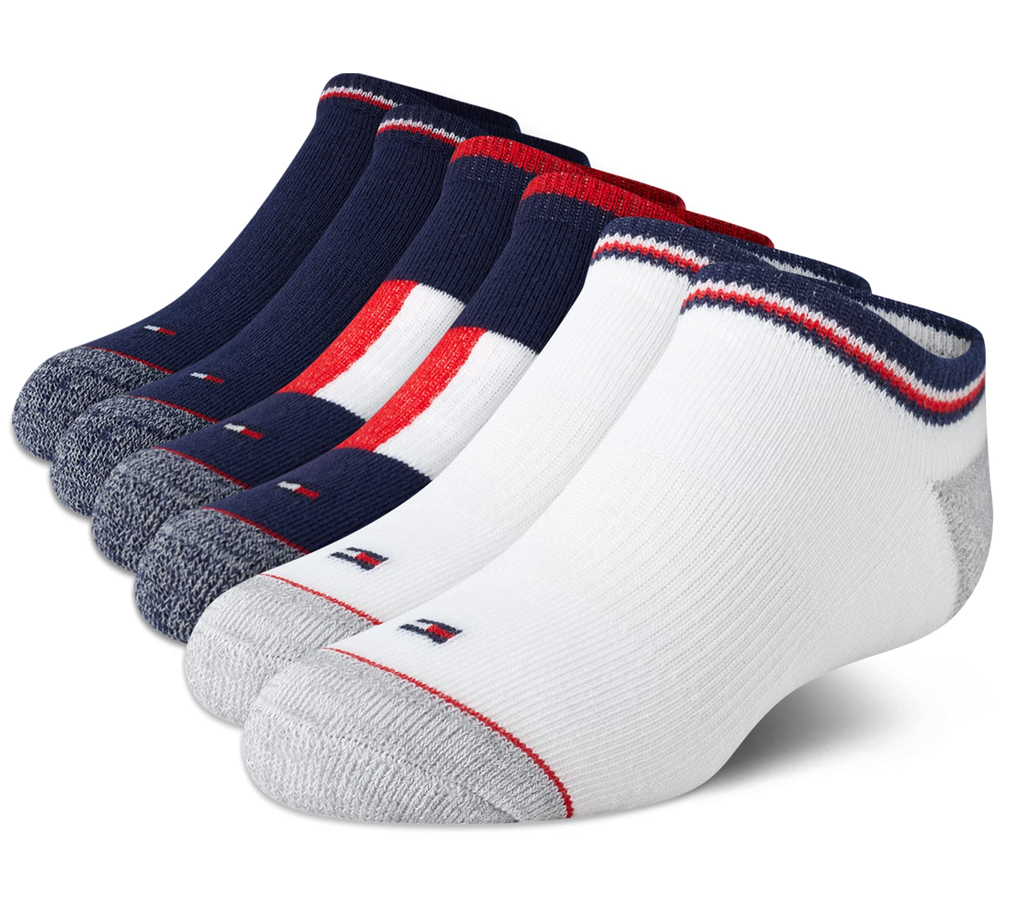 Tommy Hilfiger Boys' No Show Athletic Socks 6 Pack - Breathable Comfort Ankle Socks for Kids & Teens - Perfect for School, Sports & Everyday Wear