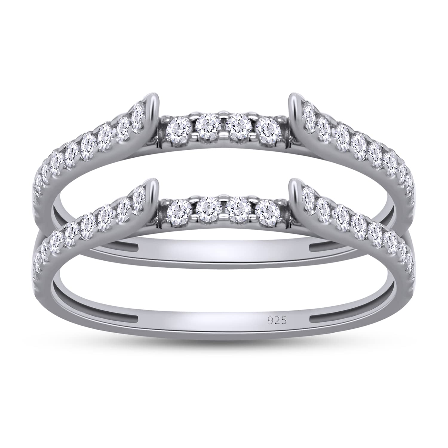 1/2 ct Lab-Created Moissanite & Lab-Grown Diamond Cathedral Enhancer Ring Guard for Women - 14K Gold Over Sterling Silver (0.50 CTTW) - Elegant Wedding, Anniversary & Valentine's Day Gift for Her