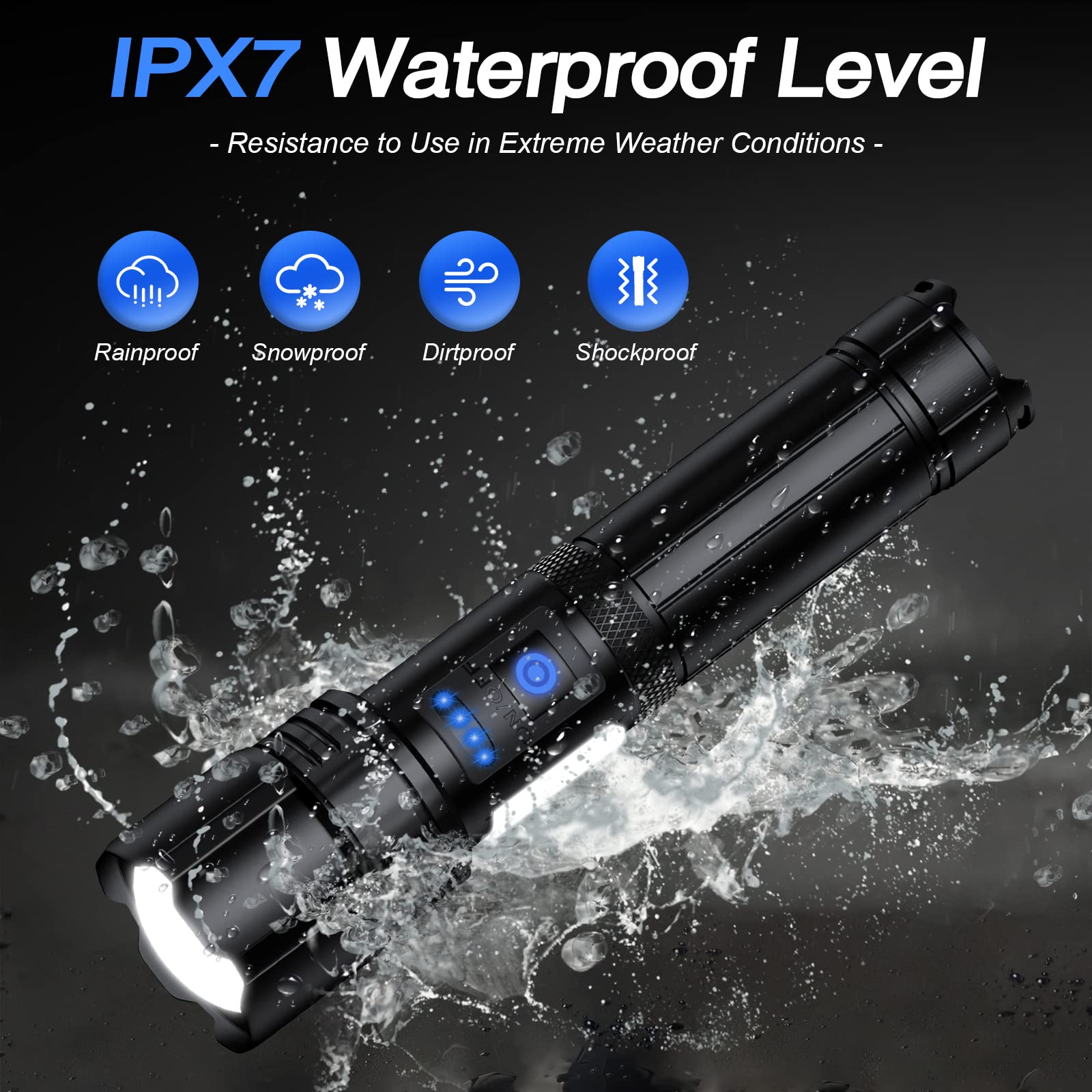 Rechargeable LED Flashlight 990000 Lumens - Ultra Bright Flashlight with 7 Modes, IPX7 Waterproof, Long Lasting Battery - Perfect for Camping, Hiking, Emergency, Power Outages & Home Use (2 Pack)