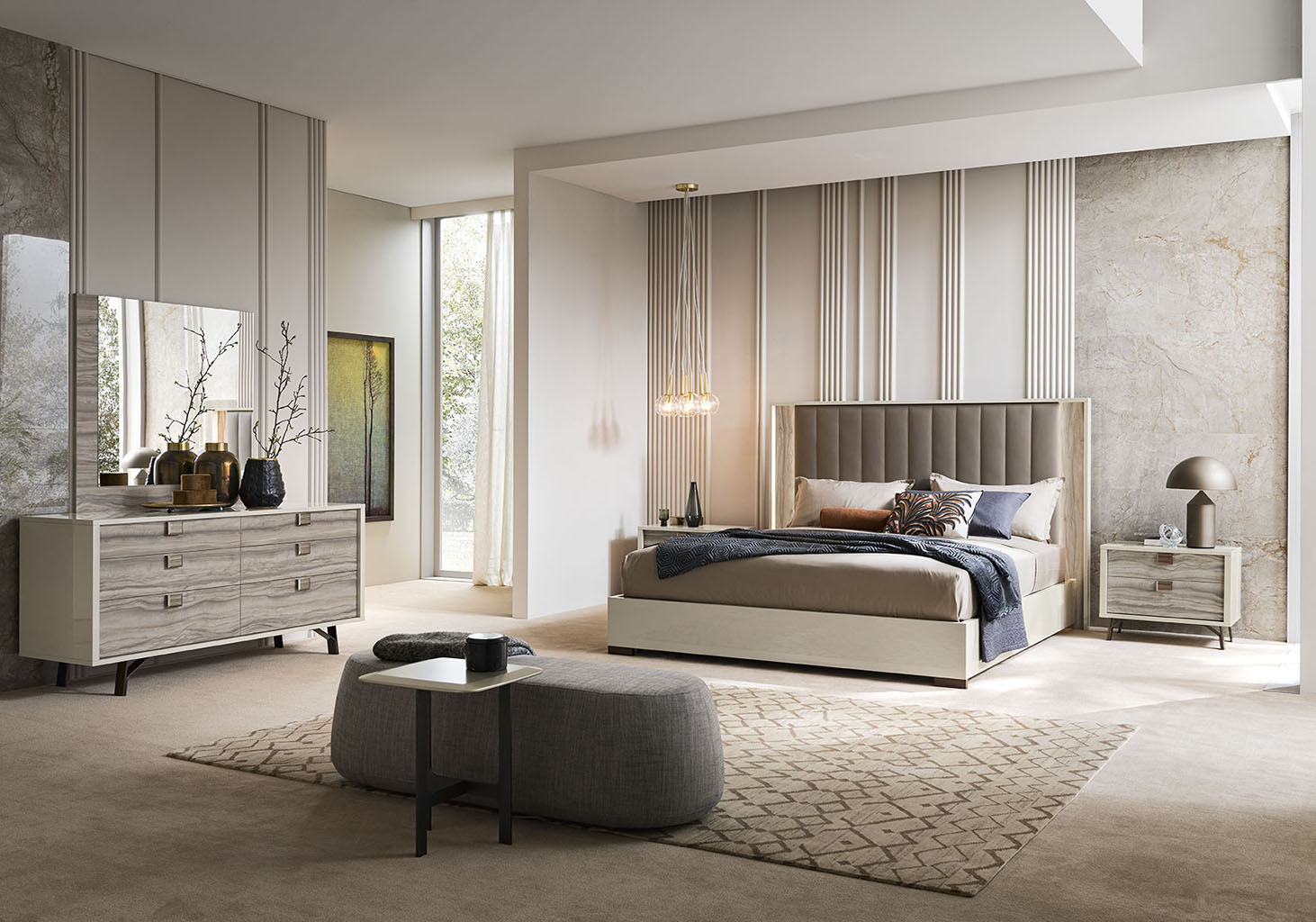 ALF JUPITER BEDROOM COLLECTION - Modern Luxury Bedroom Furniture Set for Master Suite & Guest Room | Complete Bed Frame, Nightstands & Dresser