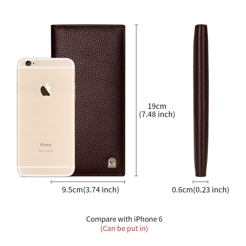 LAORENTOU Genuine Leather Bifold Wallet for Men with Zipper Coin Pocket - Slim RFID Blocking Money Clip Wallet - Perfect for Everyday Carry, Travel & Business (Brown)