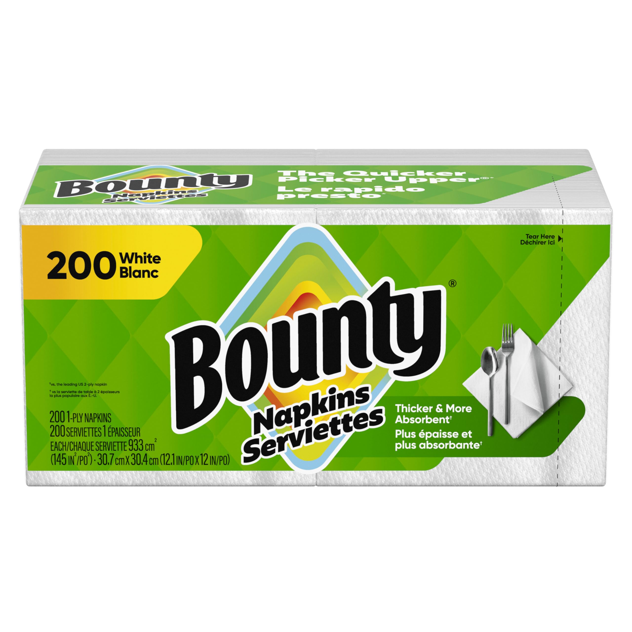 Bounty White Paper Napkins, 200 Count - Premium Quality, Absorbent & Soft for Parties, Dining & Everyday Use