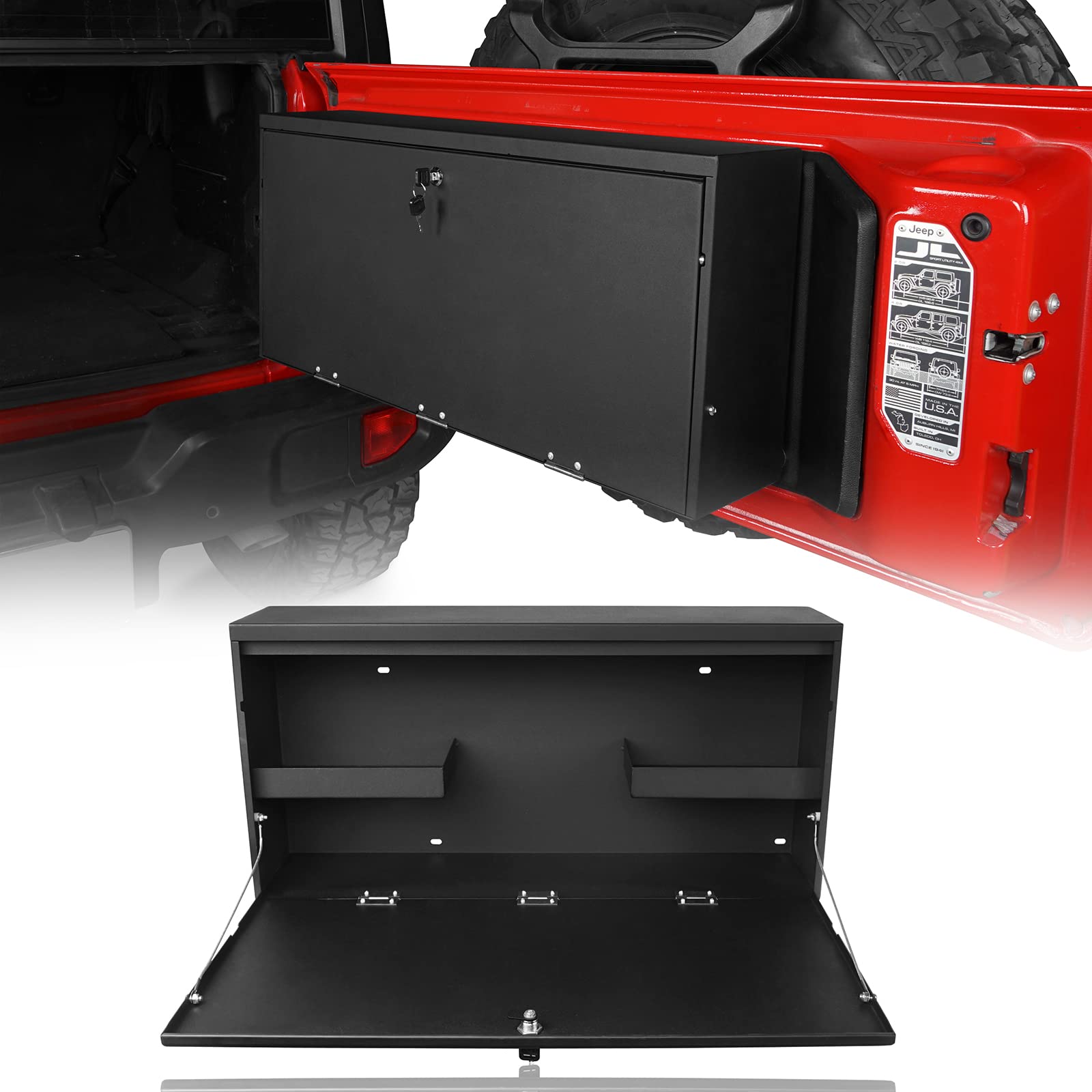 Hooke Road Jeep Wrangler JL Tailgate Table & Storage Box - Camping Desk for Jeep Wrangler JL & Unlimited (2018-2025) | Perfect for Outdoor Adventures, Tailgating & Off-Road Trips